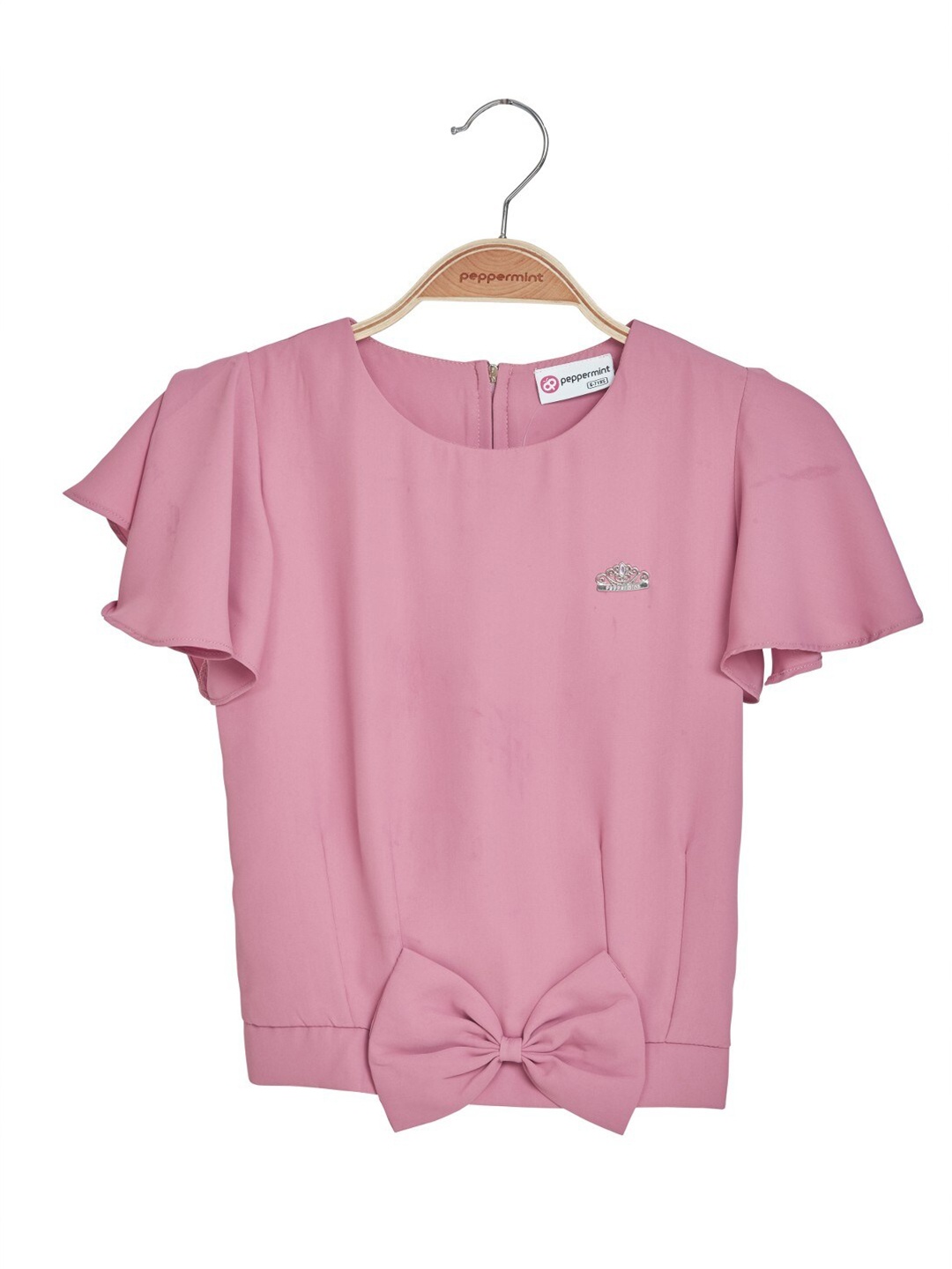 

Peppermint Girls Round Neck Flutter Sleeve Top, Pink