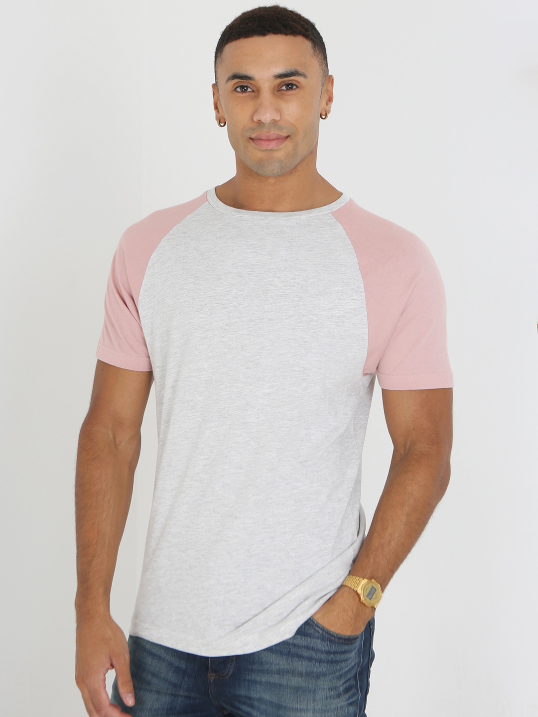 

BRAVE SOUL Men Melange Effect T-shirt, Grey