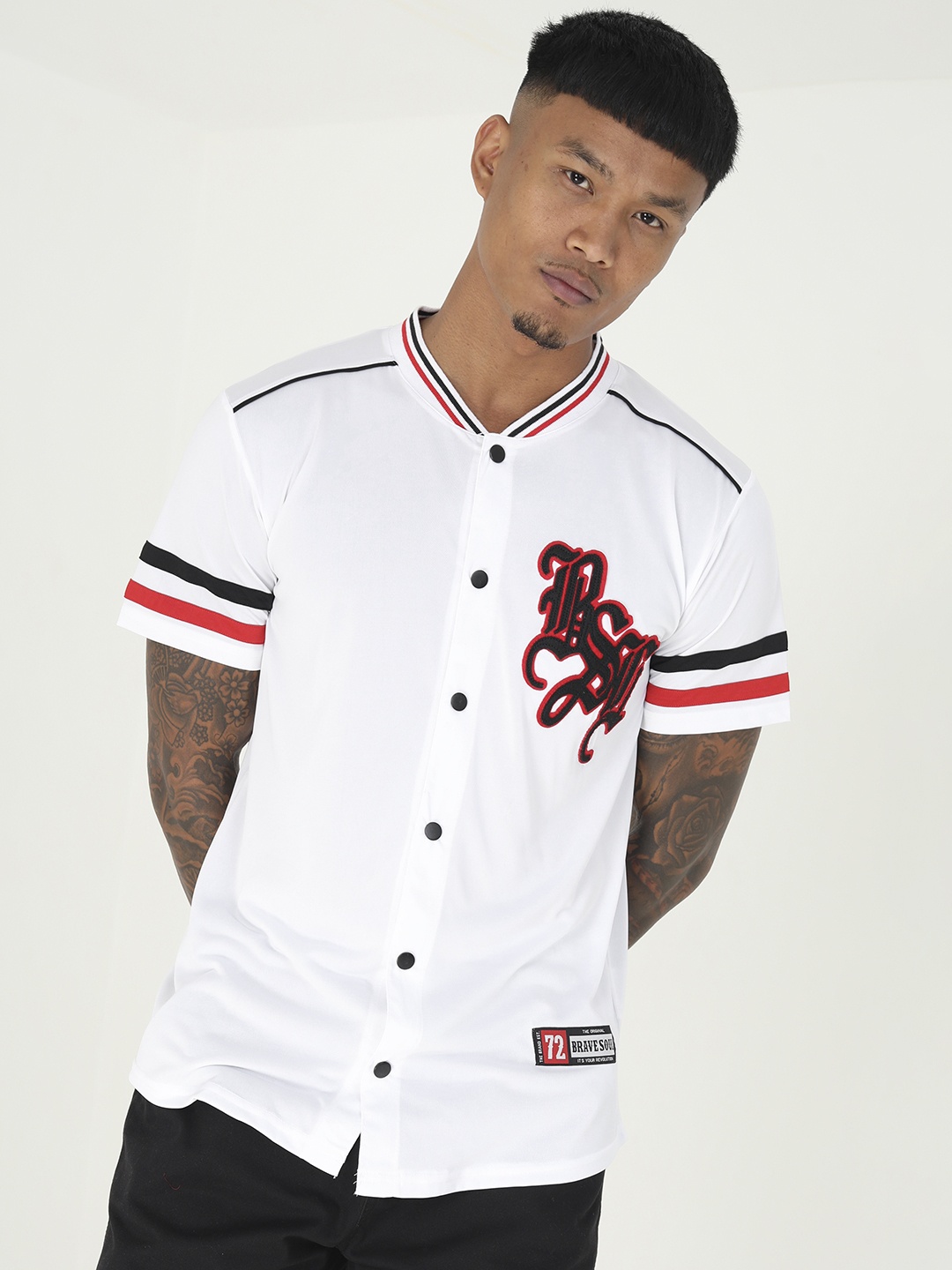

BRAVE SOUL Men Applique Casual Shirt, White