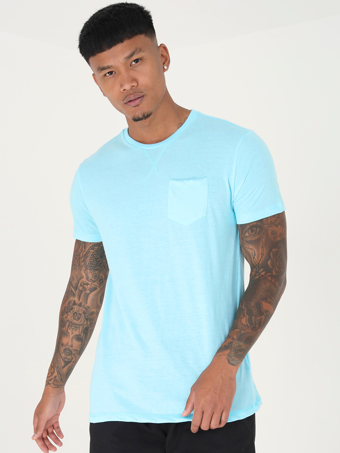 

BRAVE SOUL Men Pure Cotton T-shirt, Blue