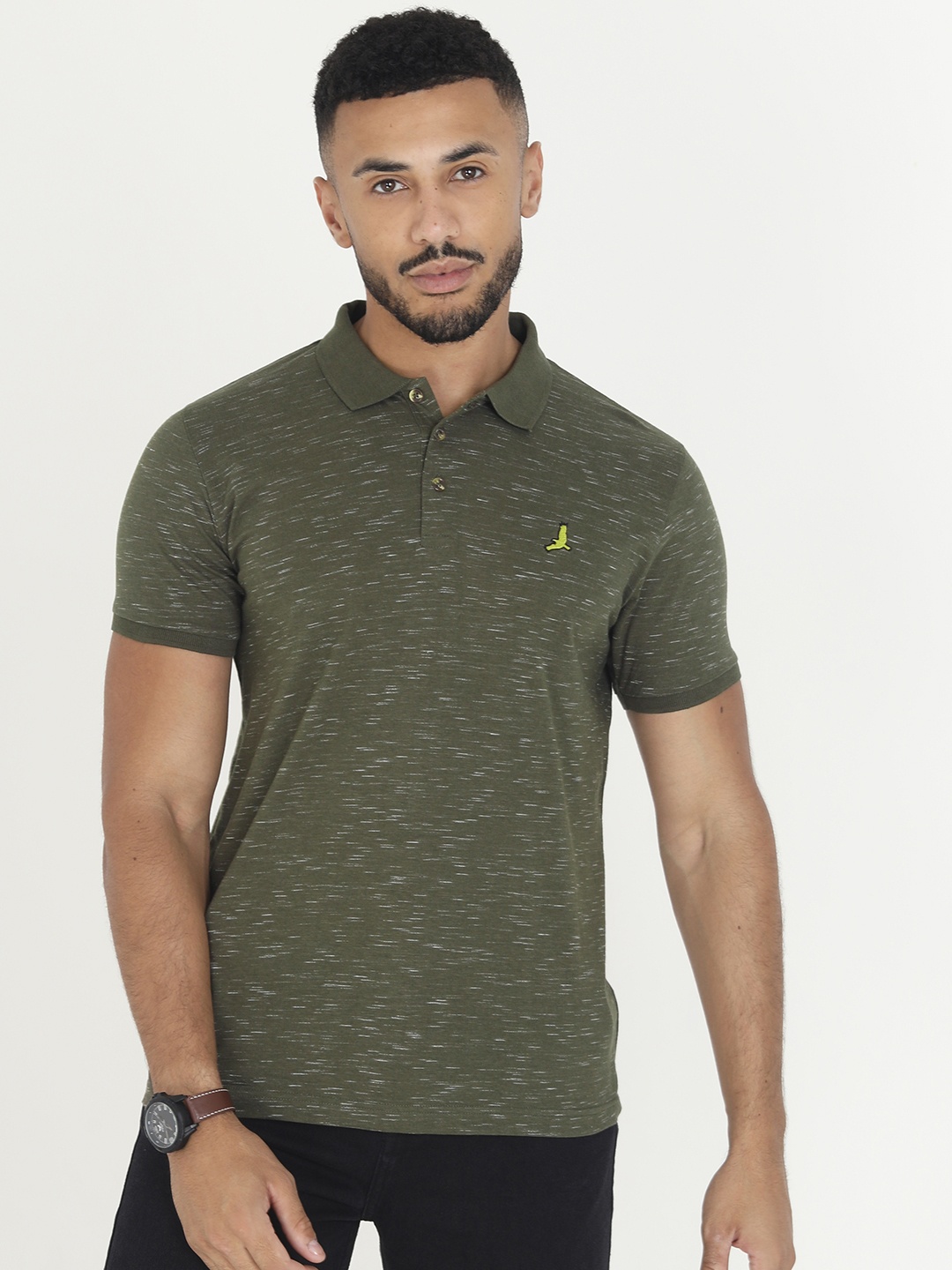 

BRAVE SOUL Men Polo Collar T-shirt, Olive