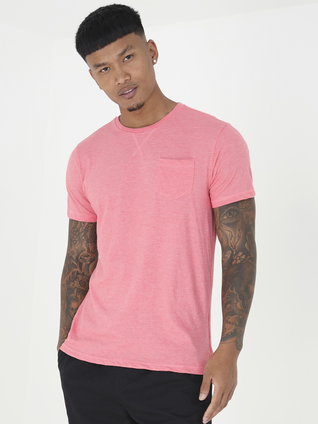 

BRAVE SOUL Round Neck T-shirt, Pink