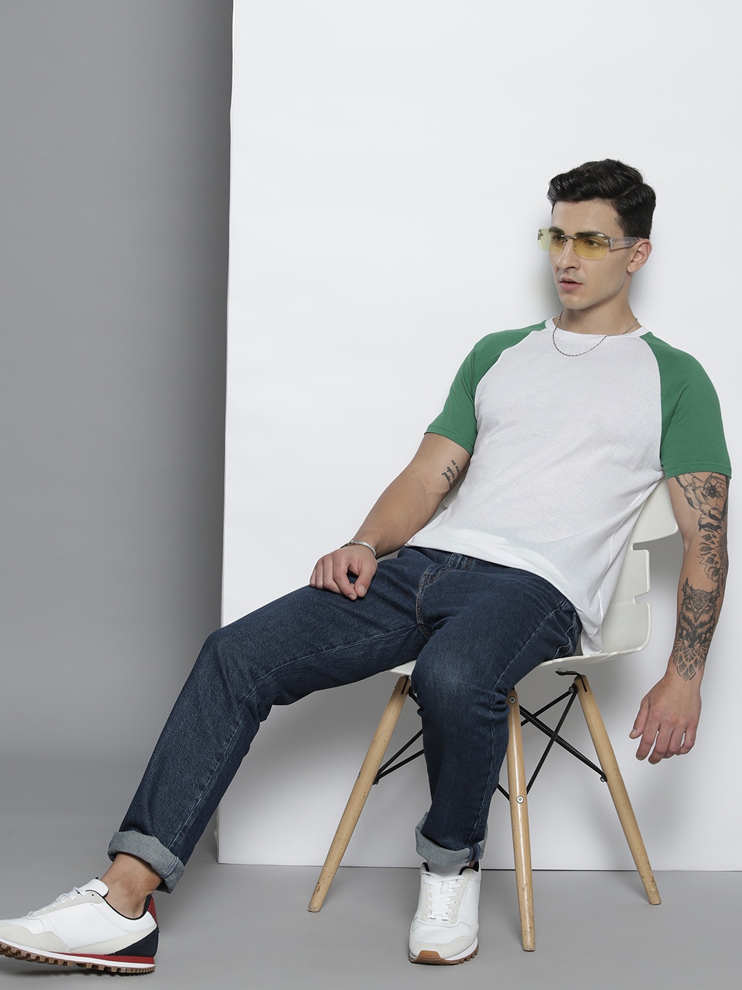 

BRAVE SOUL Raglan Sleeves Pure Cotton T-shirt, White