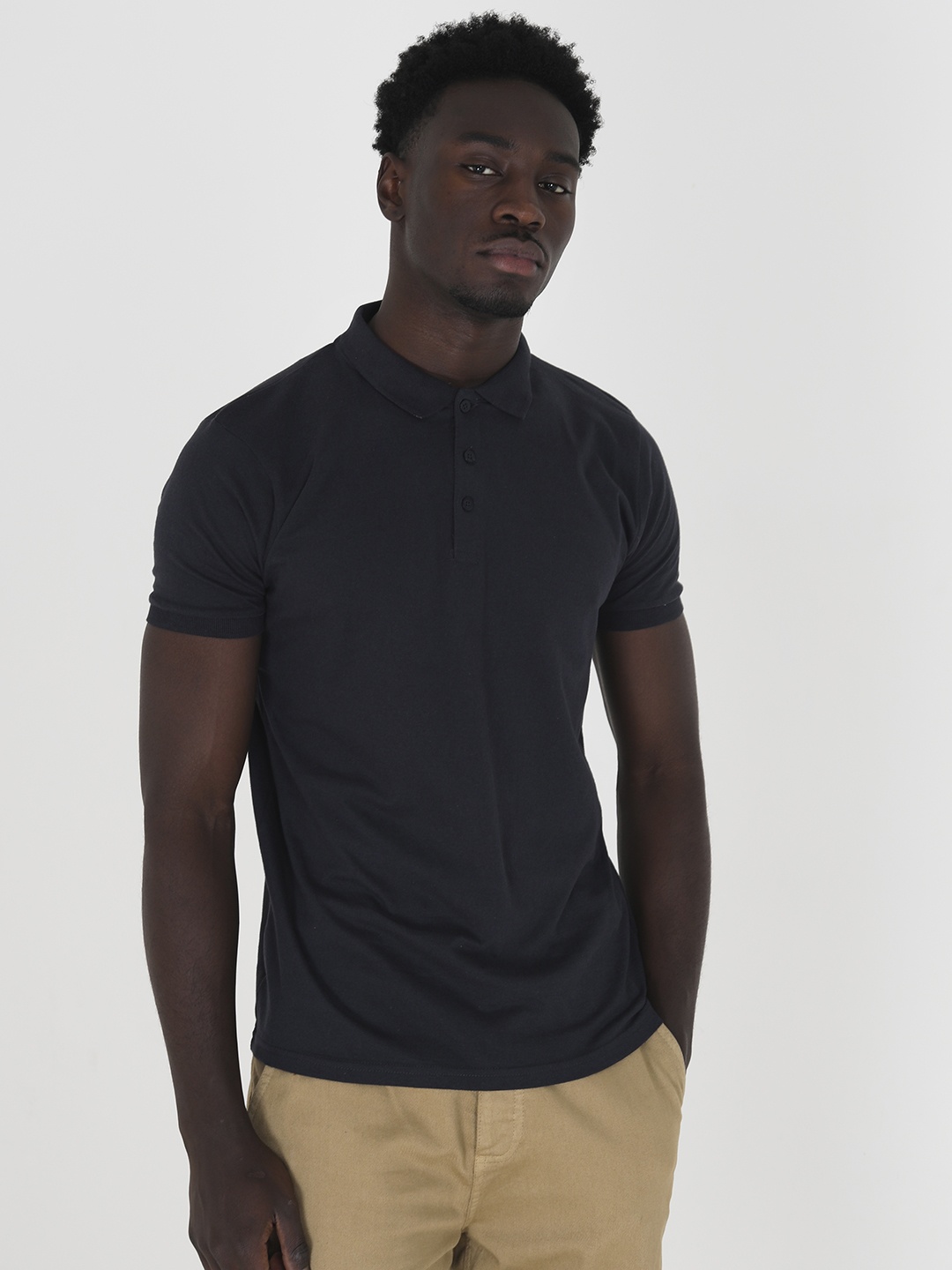 

BRAVE SOUL Polo Collar Pure Cotton T-shirt, Navy blue