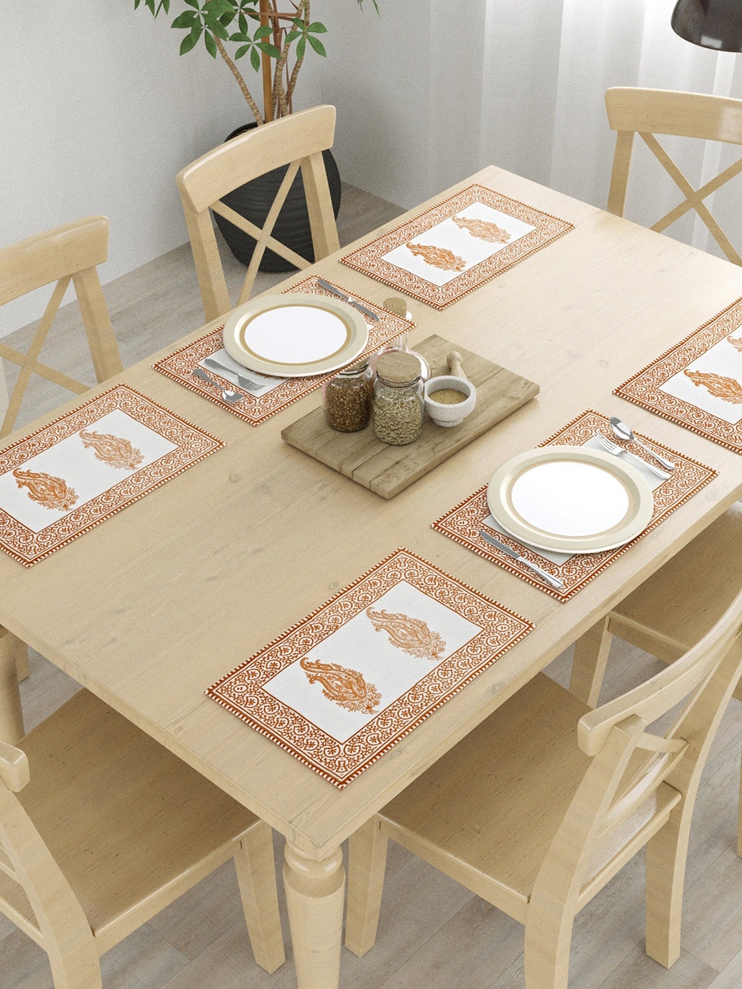 

LIVING ROOTS White 6 Pieces Pure Cotton Table Placemats