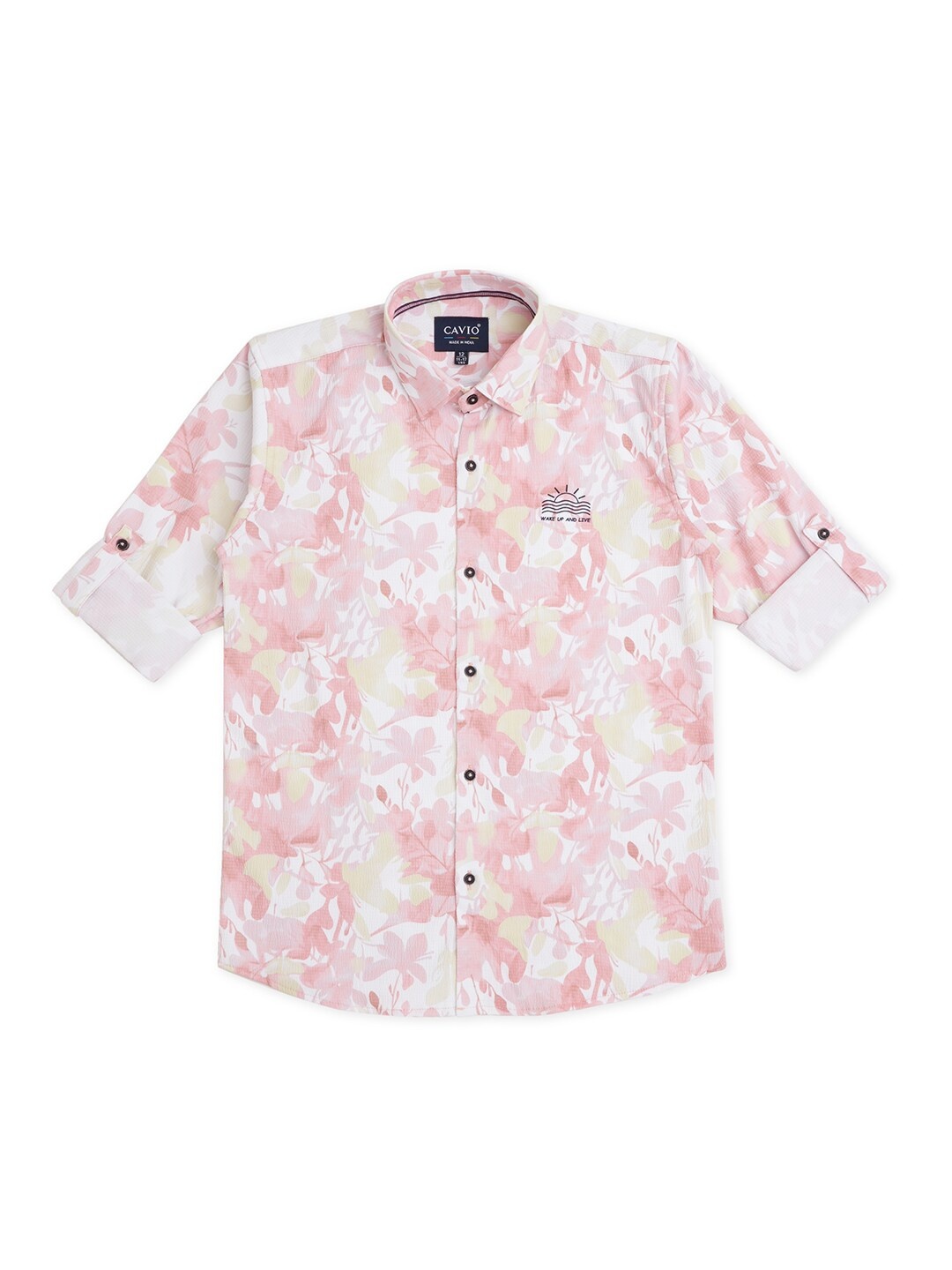 

CAVIO Boys Comfort Floral Printed Pure Cotton Casual Shirt, Pink