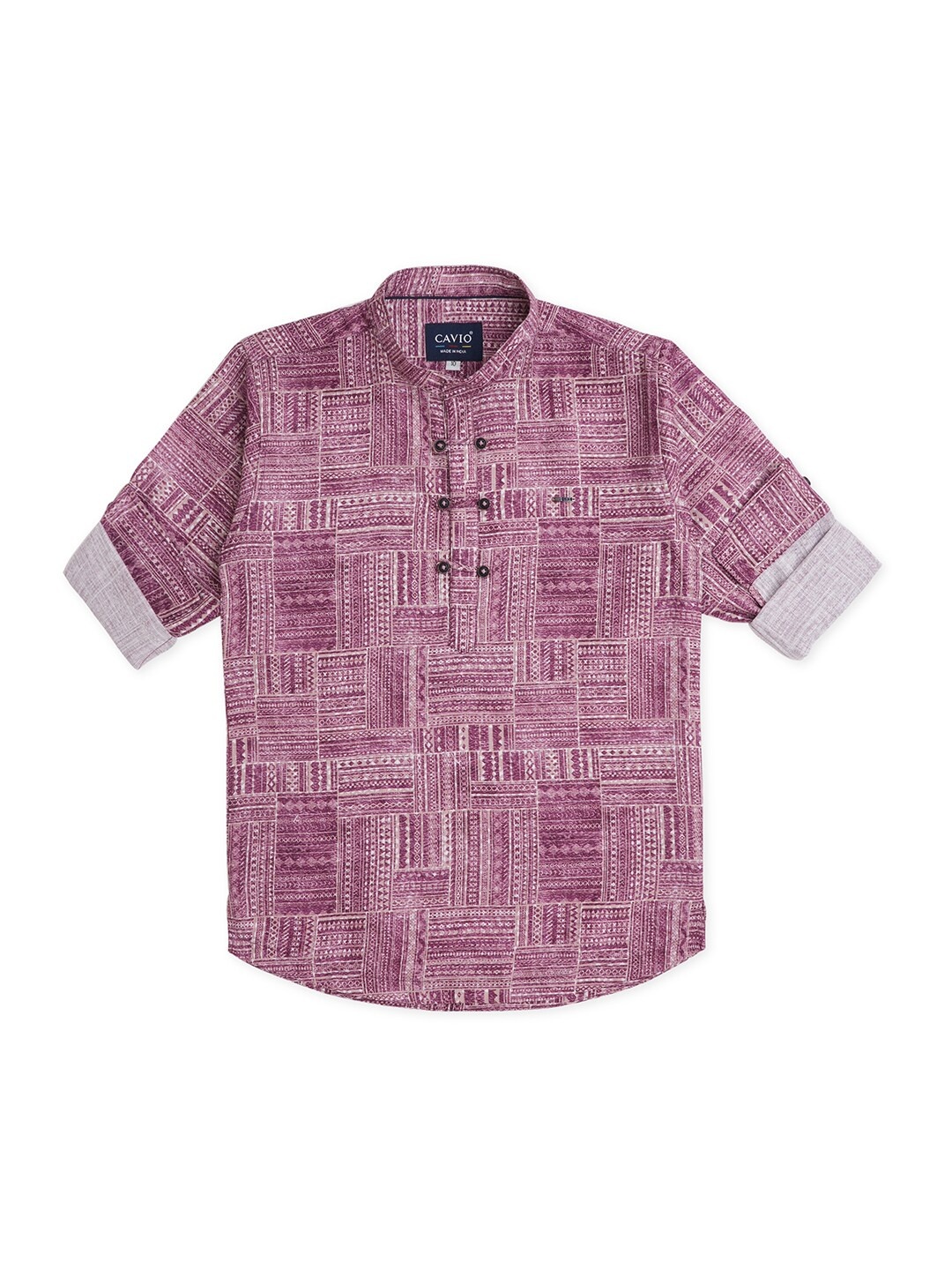 

CAVIO Boys Comfort Geometric Printed Pure Cotton Casual Shirt, Violet