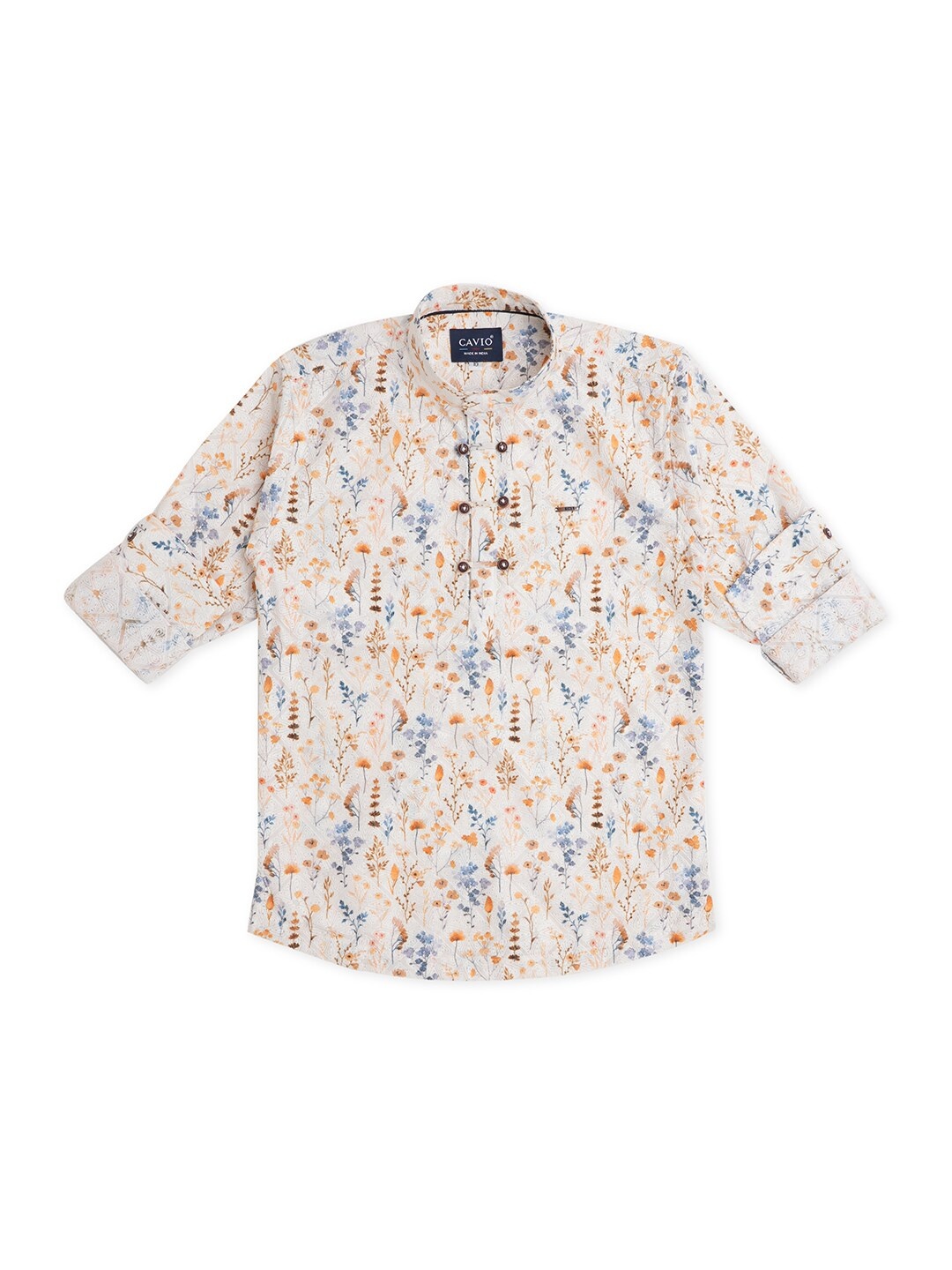 

CAVIO Boys Comfort Floral Printed Pure Cotton Casual Shirt, Yellow