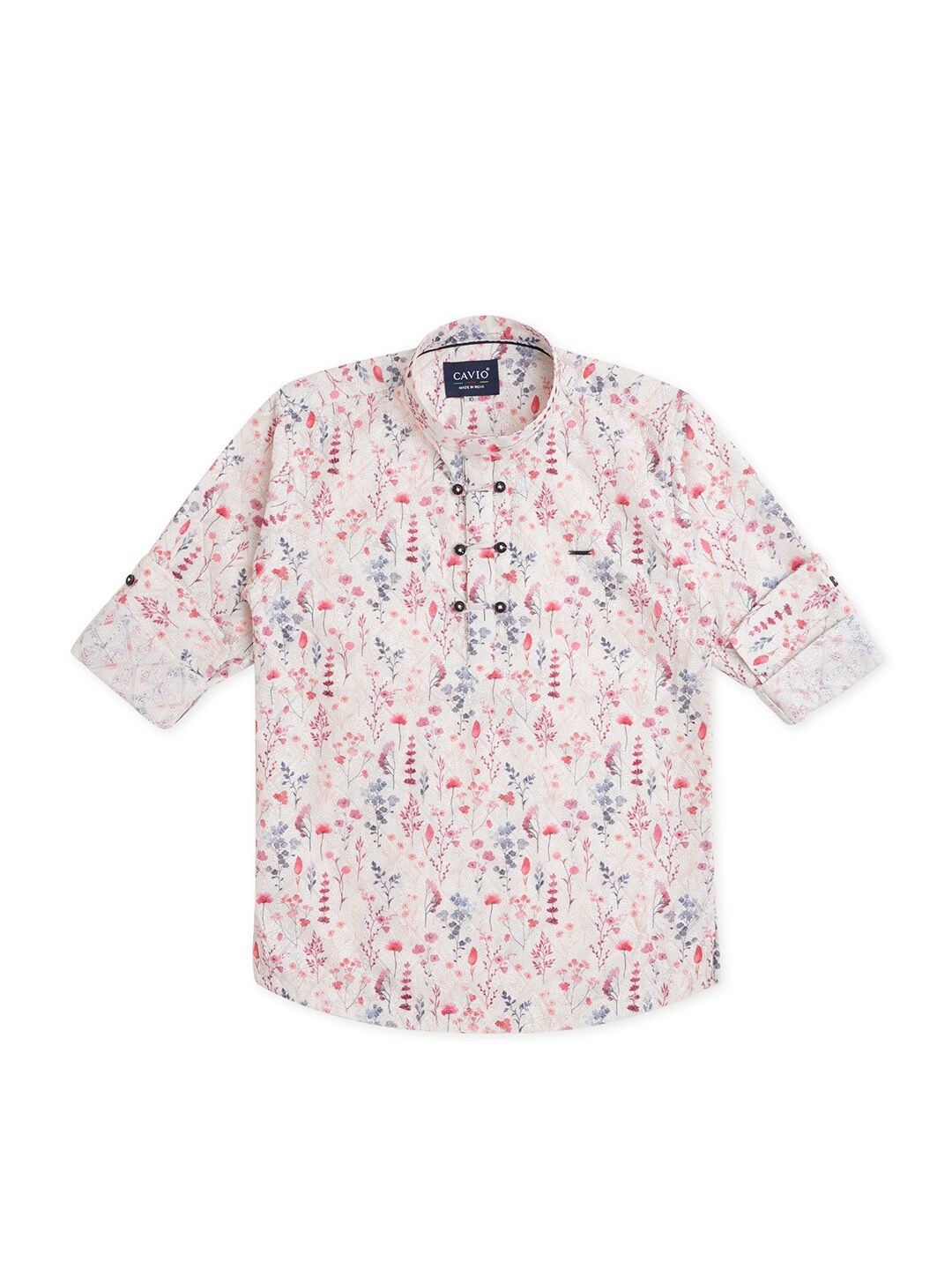 

CAVIO Boys Comfort Floral Printed Pure Cotton Casual Shirt, Pink