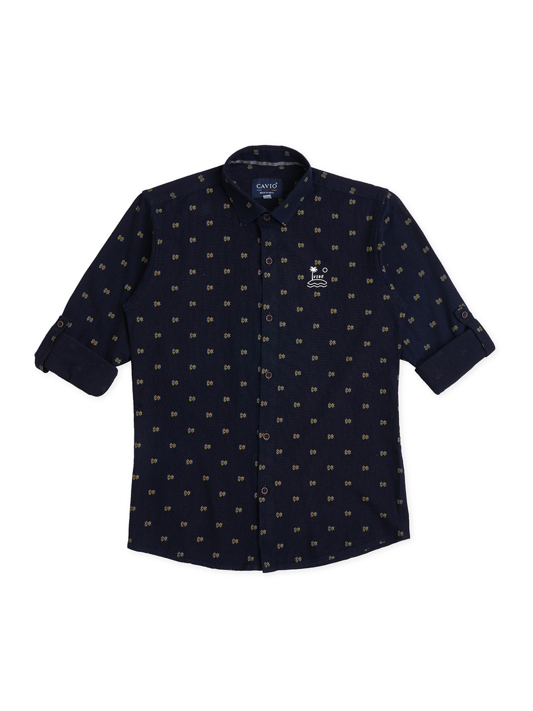 

CAVIO Boys Comfort Geometric Printed Pure Cotton Casual Shirt, Rust