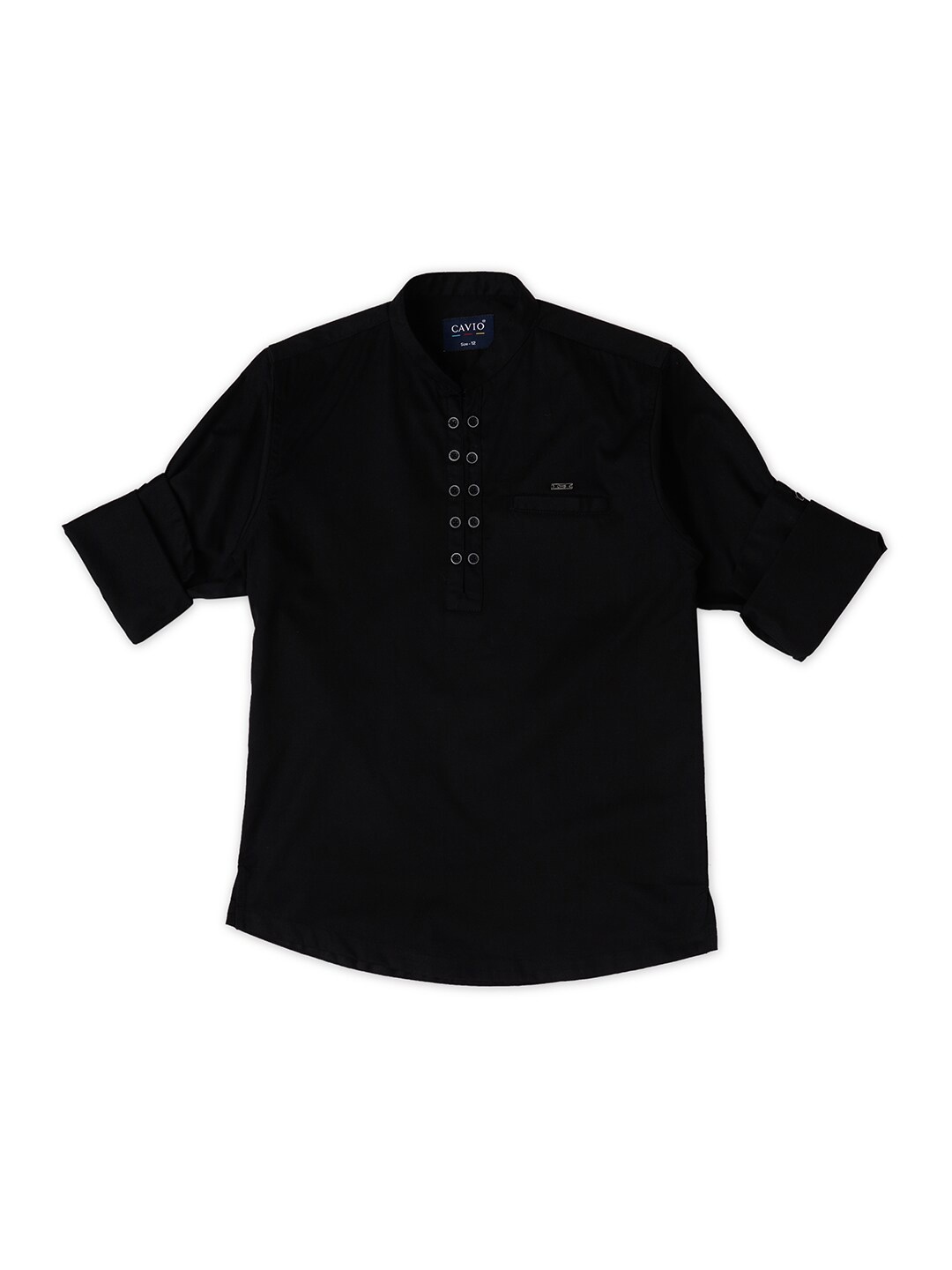 

CAVIO Boys Comfort Mandarin Collar Pure Cotton Casual Shirt, Black