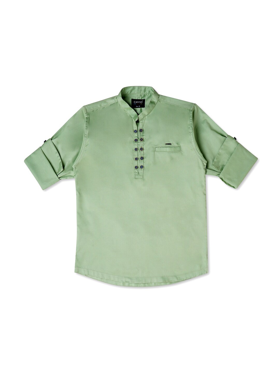 

CAVIO Boys Comfort Mandarin Collar Pure Cotton Casual Shirt, Green