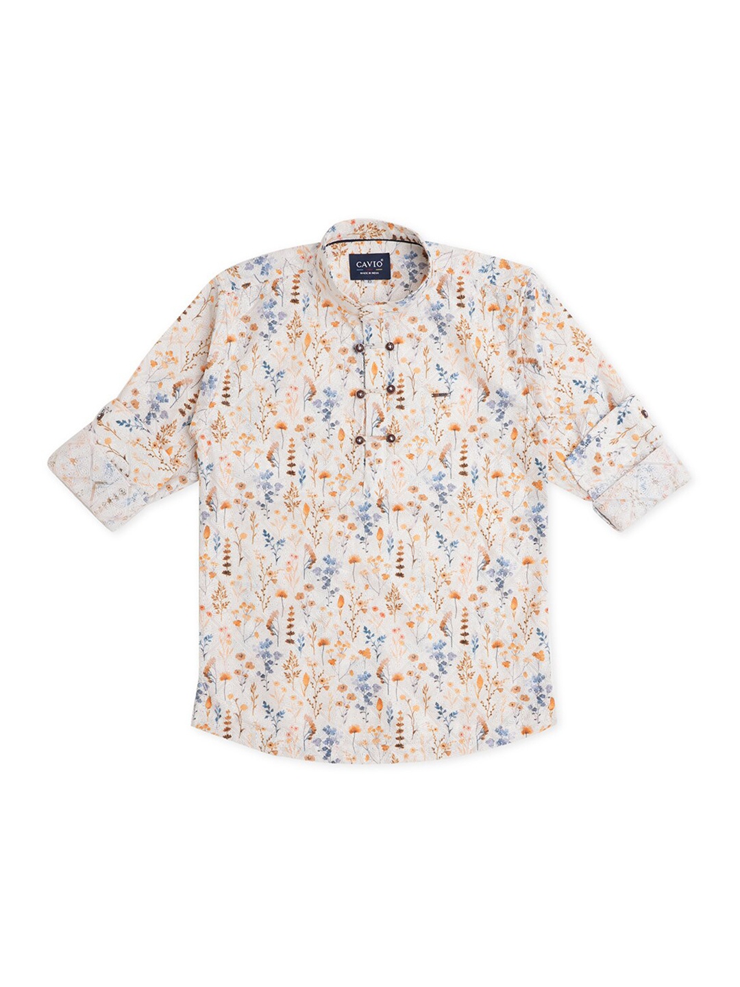 

CAVIO Boys Comfort Floral Printed Pure Cotton Casual Shirt, Off white