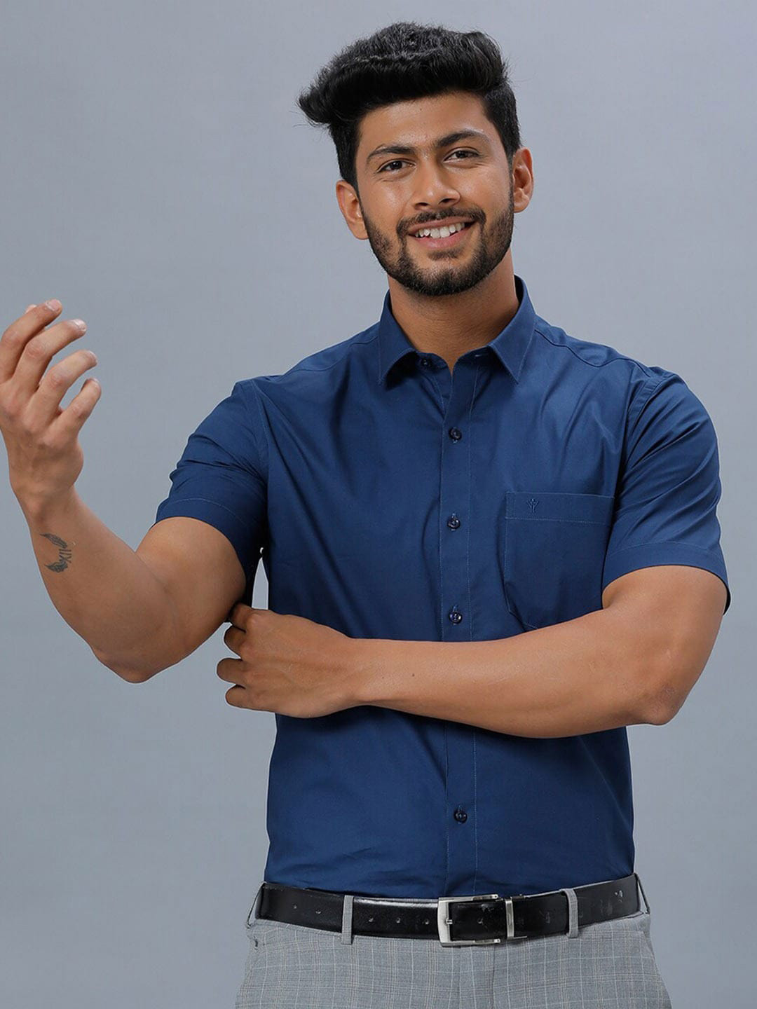 

Ramraj Classic Slim Fit Pure Cotton Formal Shirt, Blue
