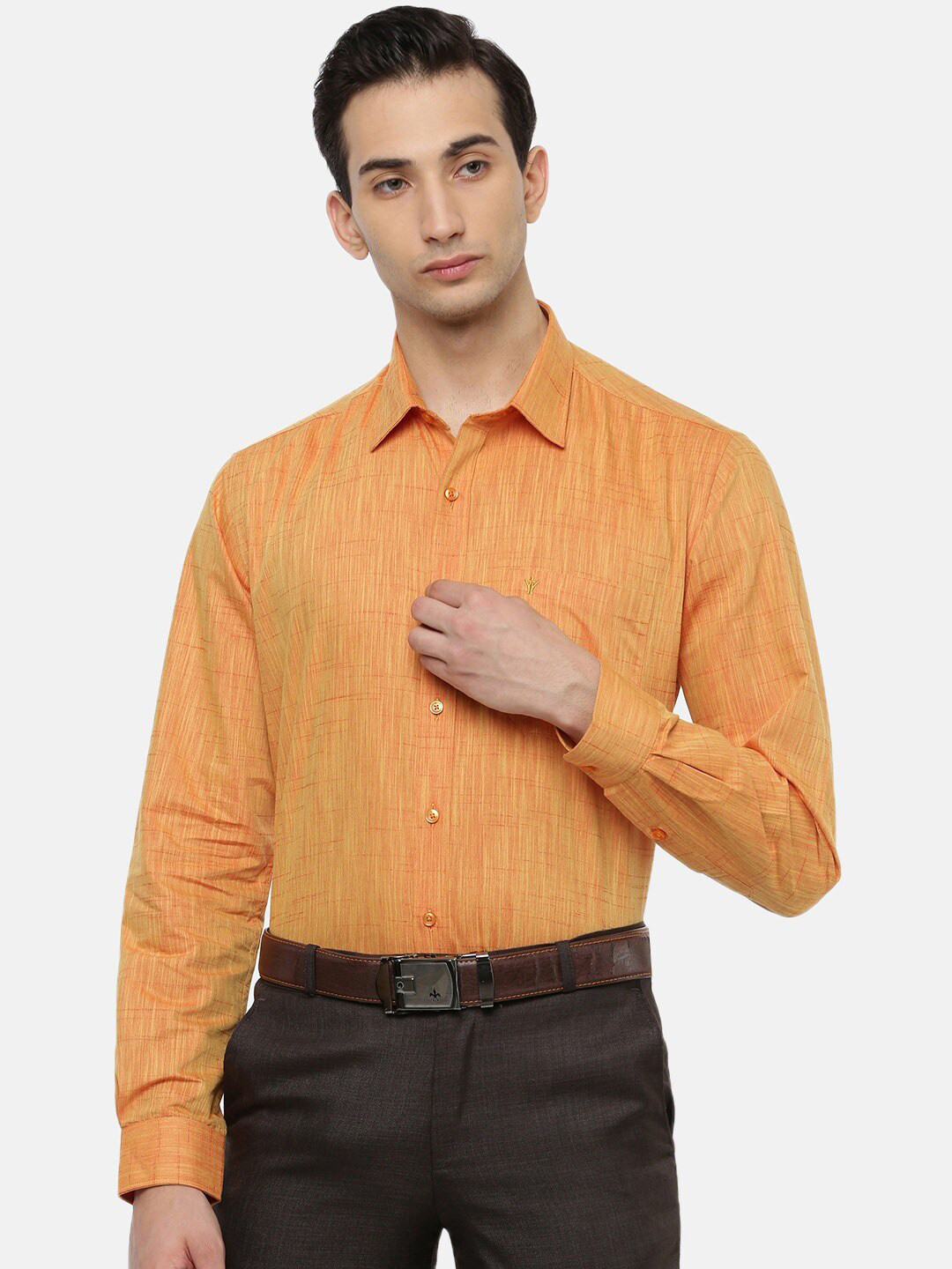 

Ramraj Tailored Fit Casual Pure Cotton Formal Shirt, Orange