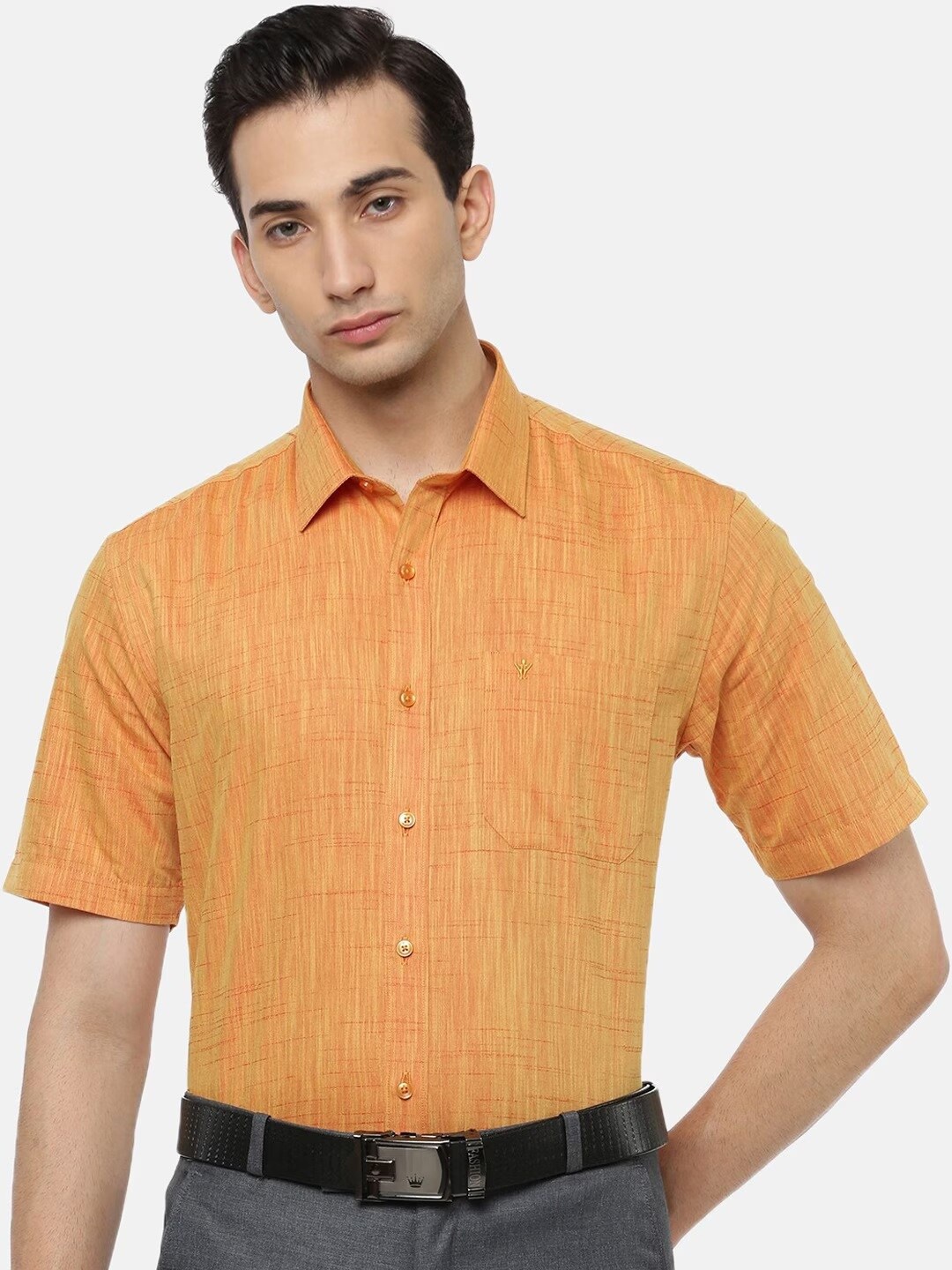

Ramraj Classic Slim Fit Pure Cotton Formal Shirt, Orange