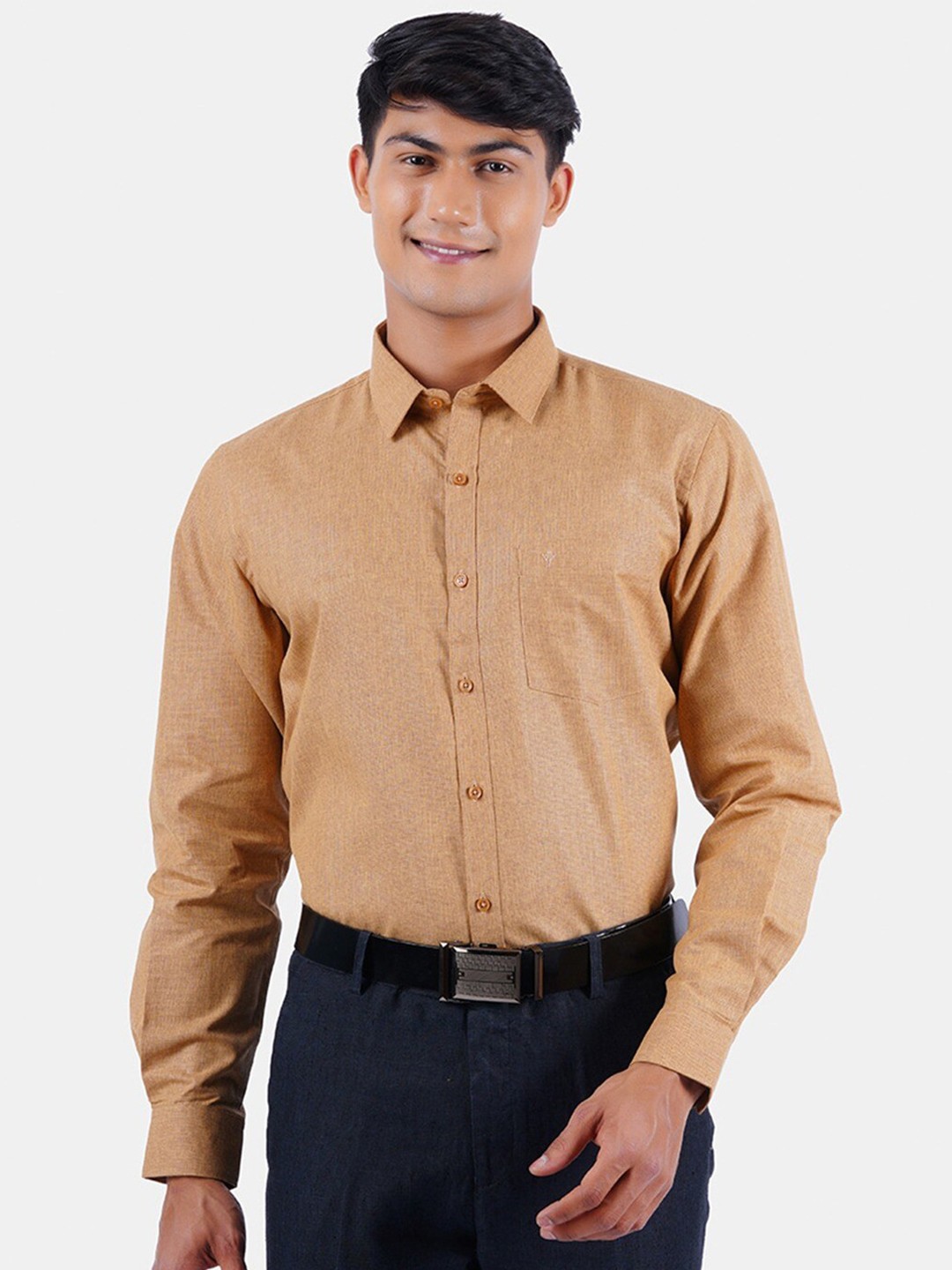 

Ramraj Classic Tailored Fit Pure Cotton Formal Shirt, Beige