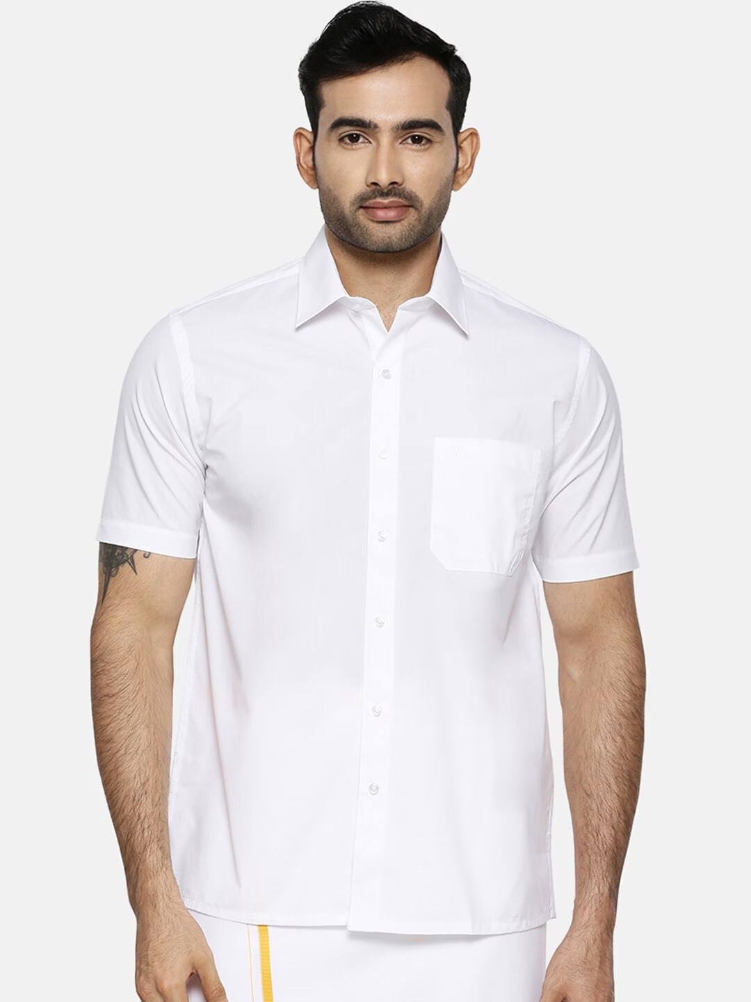 

Ramraj Classic Spread Collar Pure Cotton Casual Shirt, White