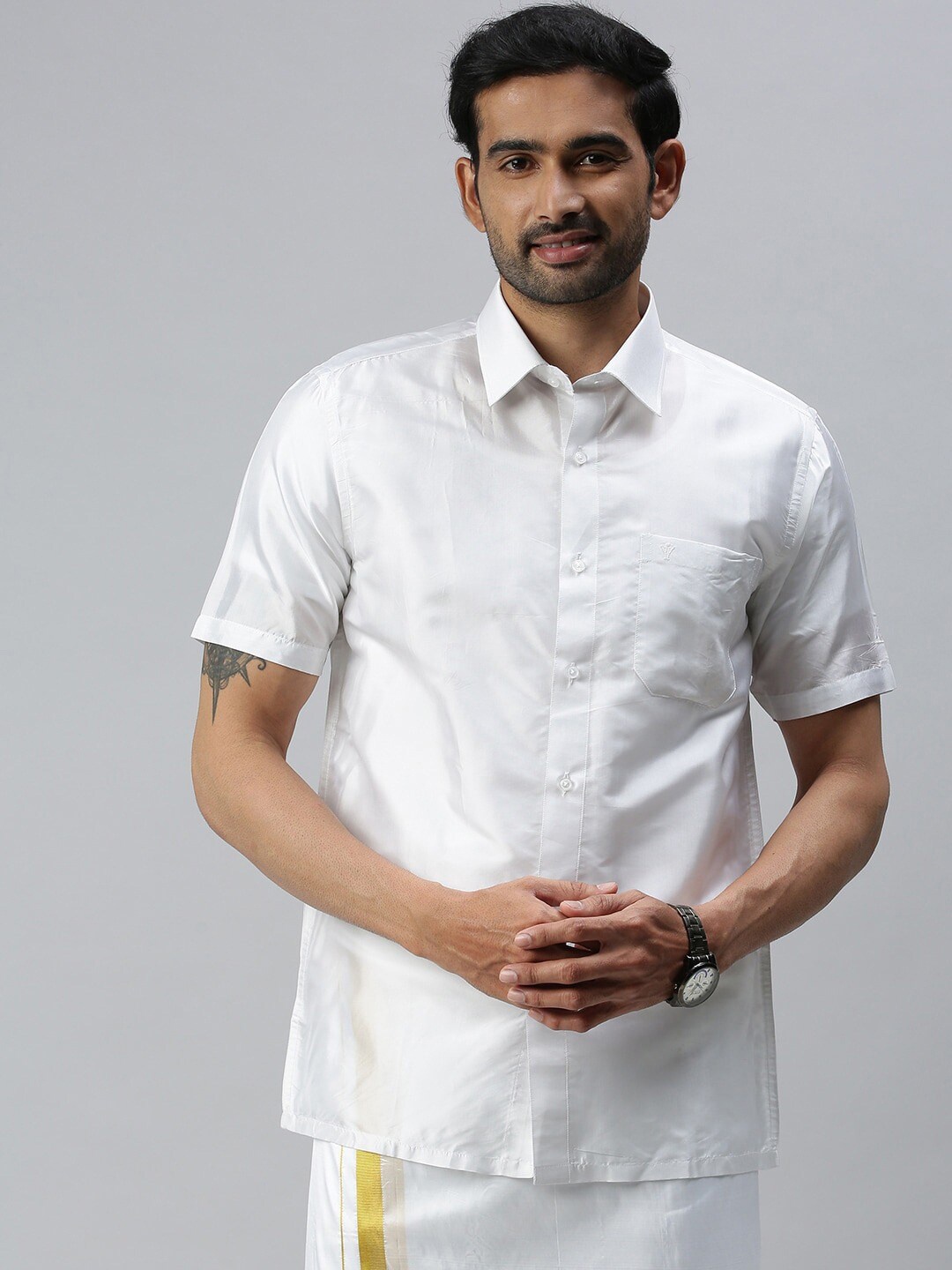 

Ramraj Classic Tailored Fit Opaque Pure Cotton Casual Shirt, White