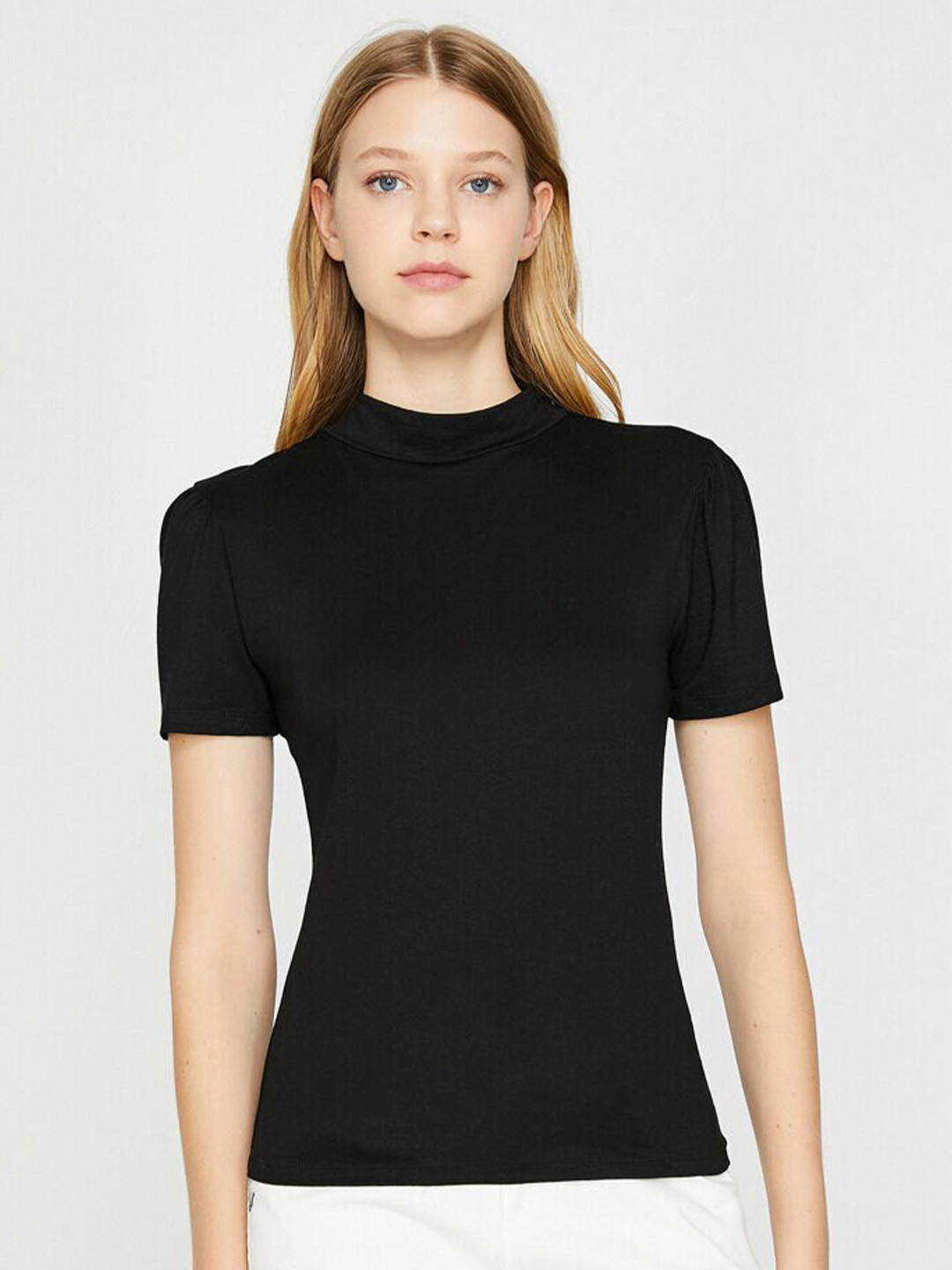 

BOLDMISS High Neck Styled Back Top, Black