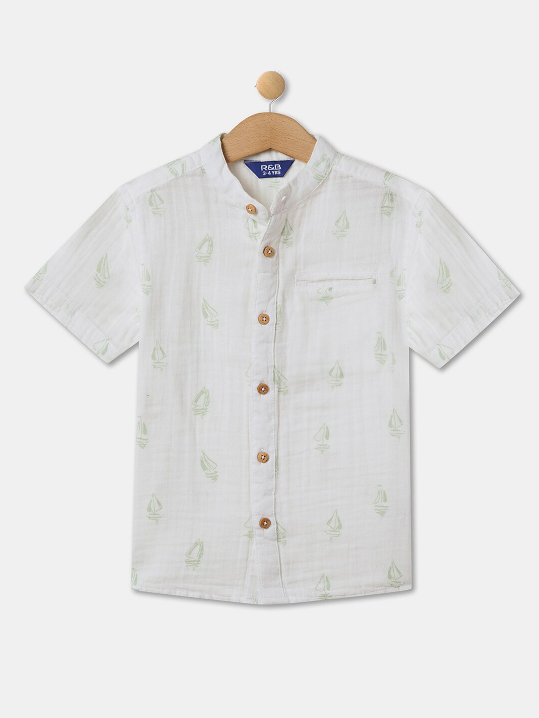 

R&B Boys Conversational Printed Casual Shirt, White