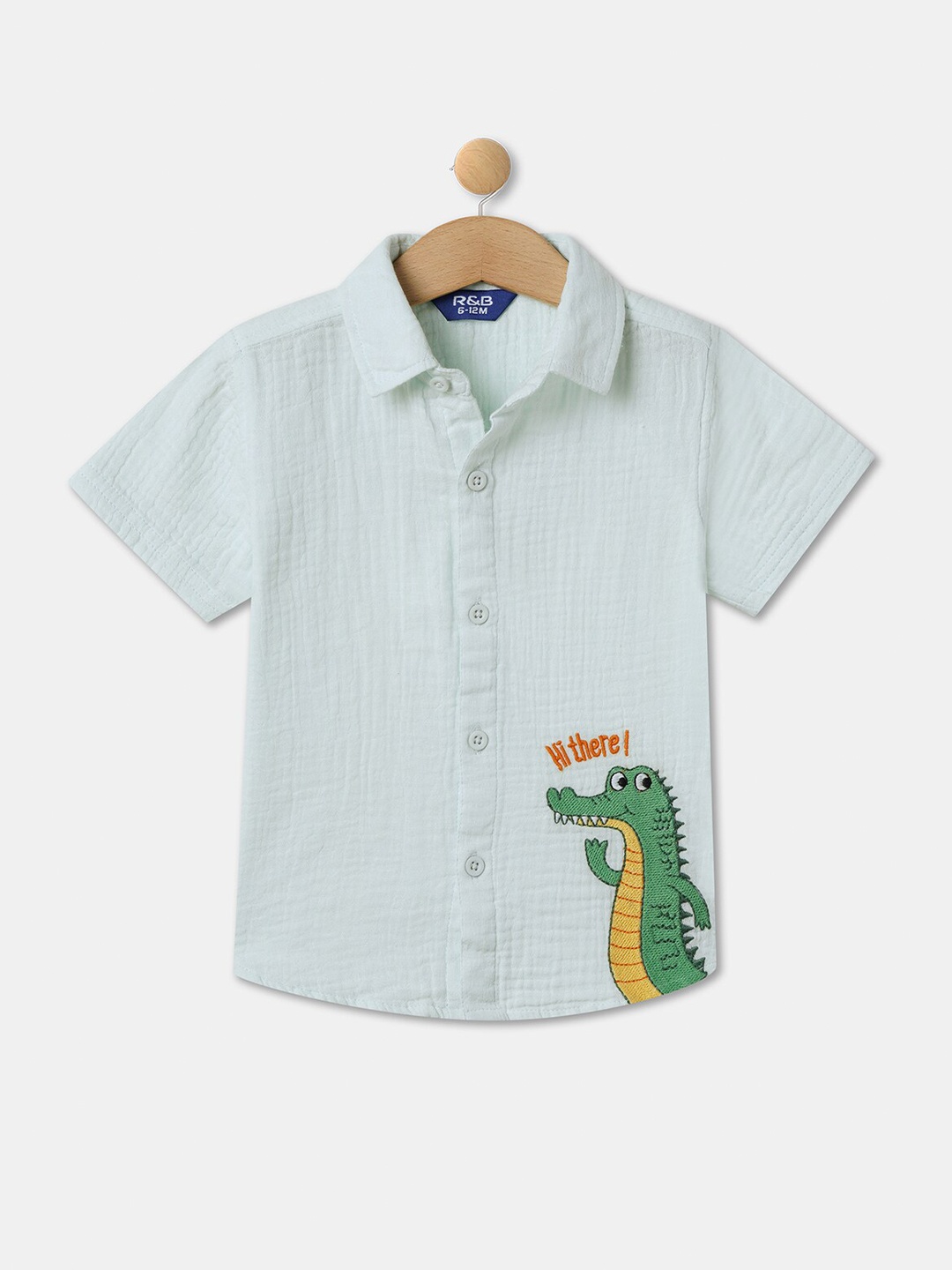 

R&B Boys Embroidered Cotton Shirt, Blue