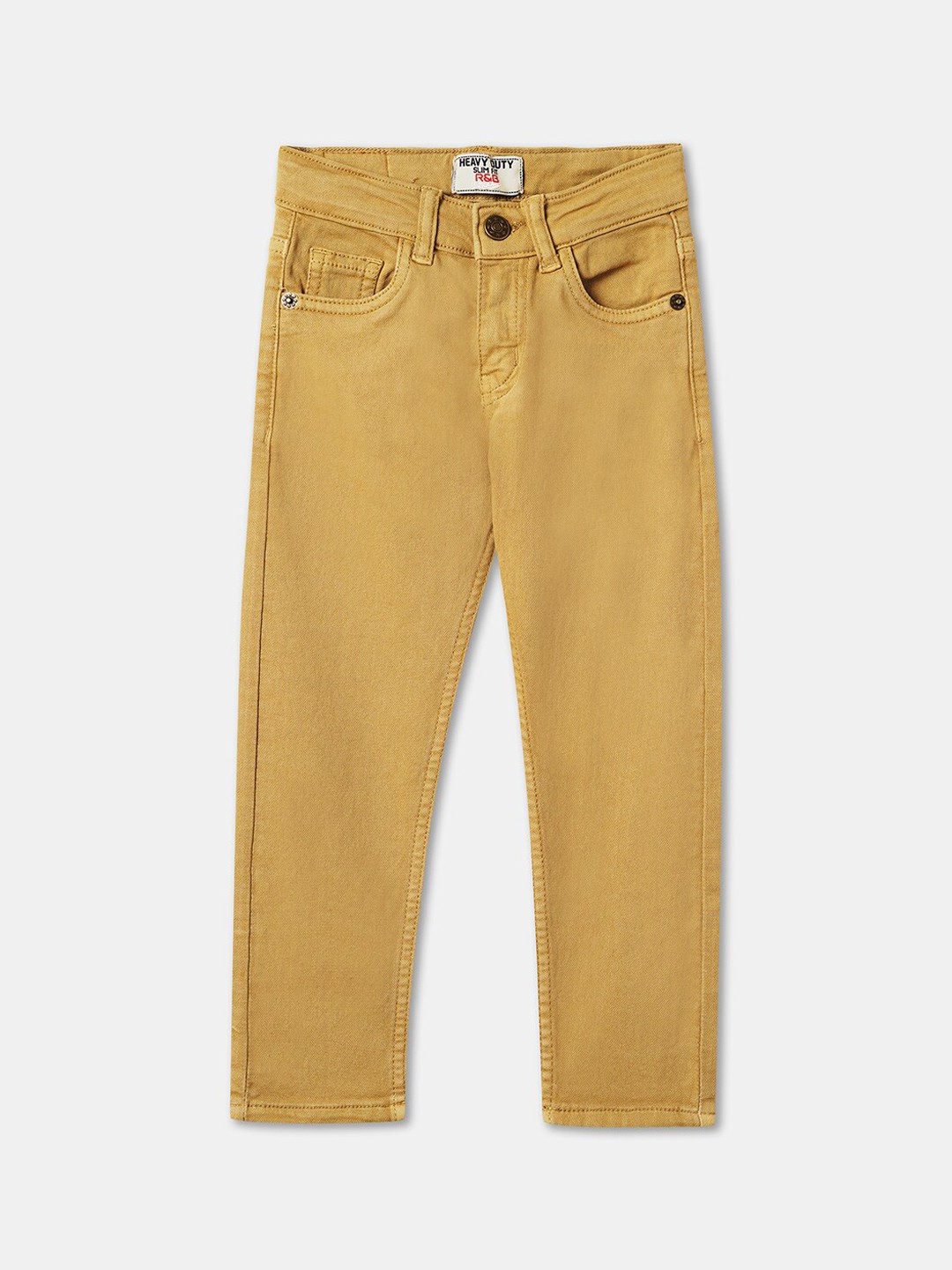 

R&B Boys Mid-Rise Clean Look Cotton Jeans, Brown