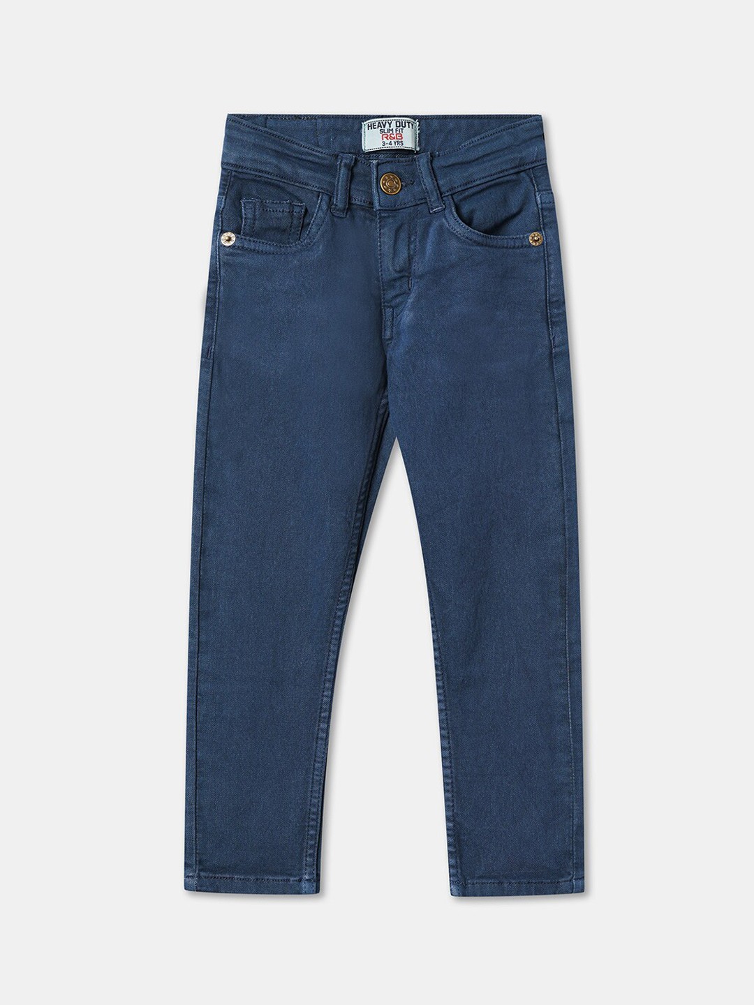 

R&B Boys Mid-Rise Clean Look Cotton Jeans, Blue