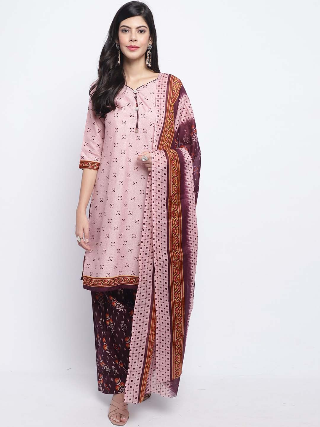 

Rajnandini Printed Regular Kurta With Salwar & Dupatta, Pink