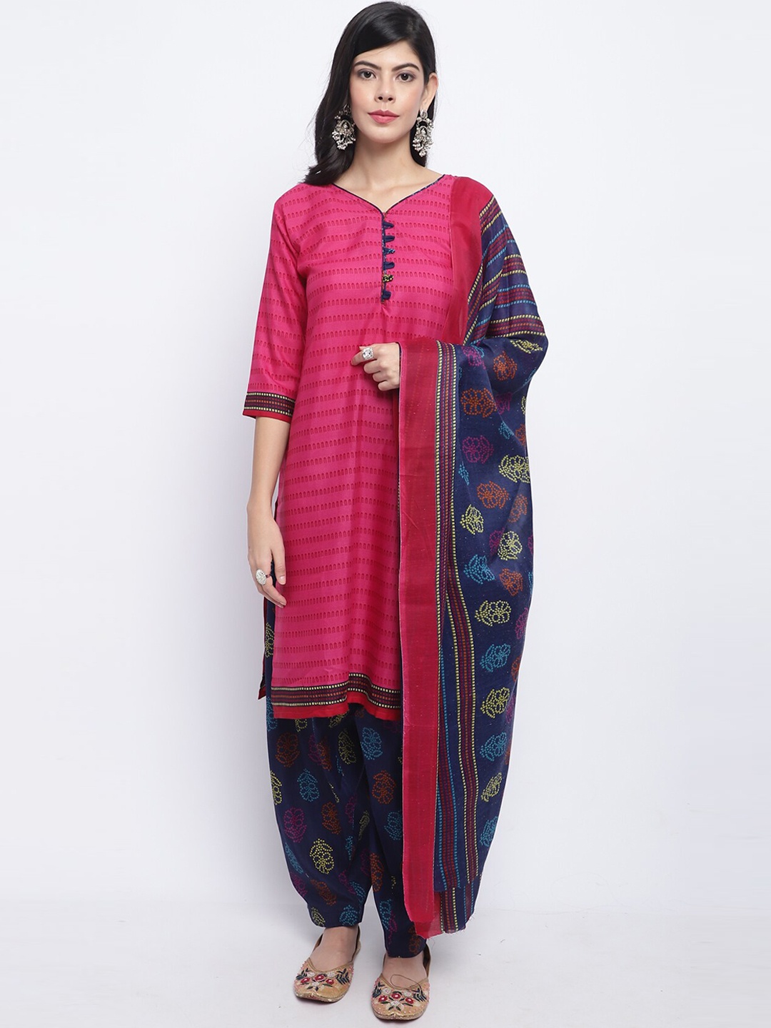 

Rajnandini Printed Regular Kurta With Salwar & Dupatta, Magenta