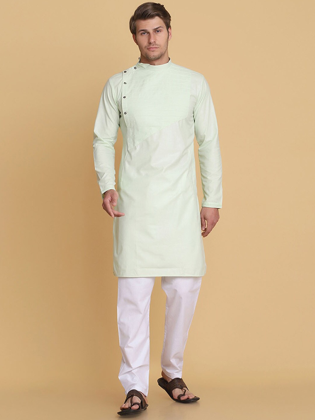 

TAHVO Men Regular Pure Cotton Kurta with Pyjamas, Green