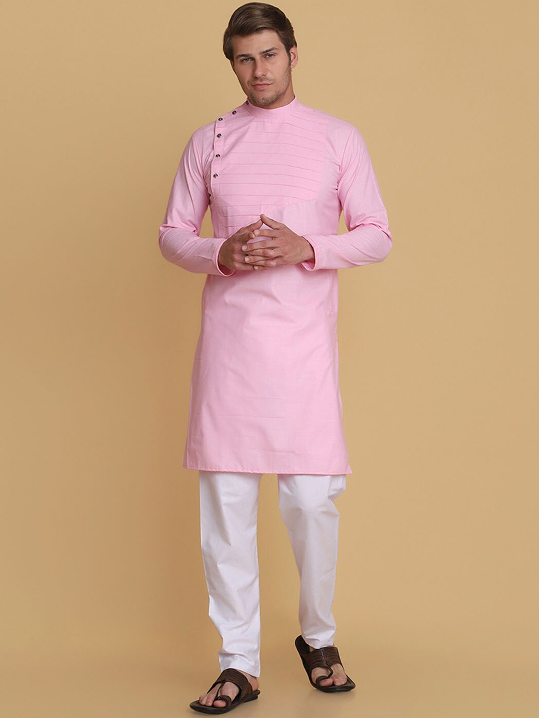 

TAHVO Regular Pure Cotton Kurta with Pyjamas, Pink