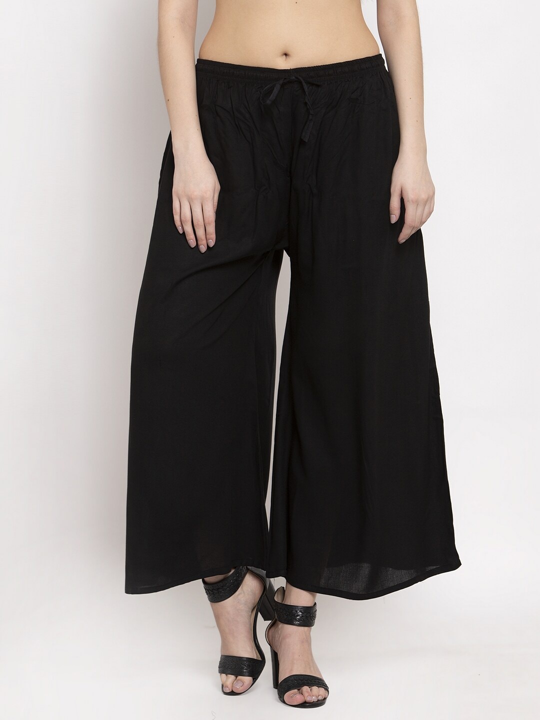 

Miaz Lifestyle Women Wide Leg Woven Palazzos, Black