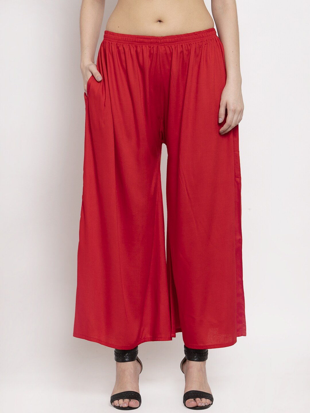 

Miaz Lifestyle Women Wide Leg Palazzos, Red