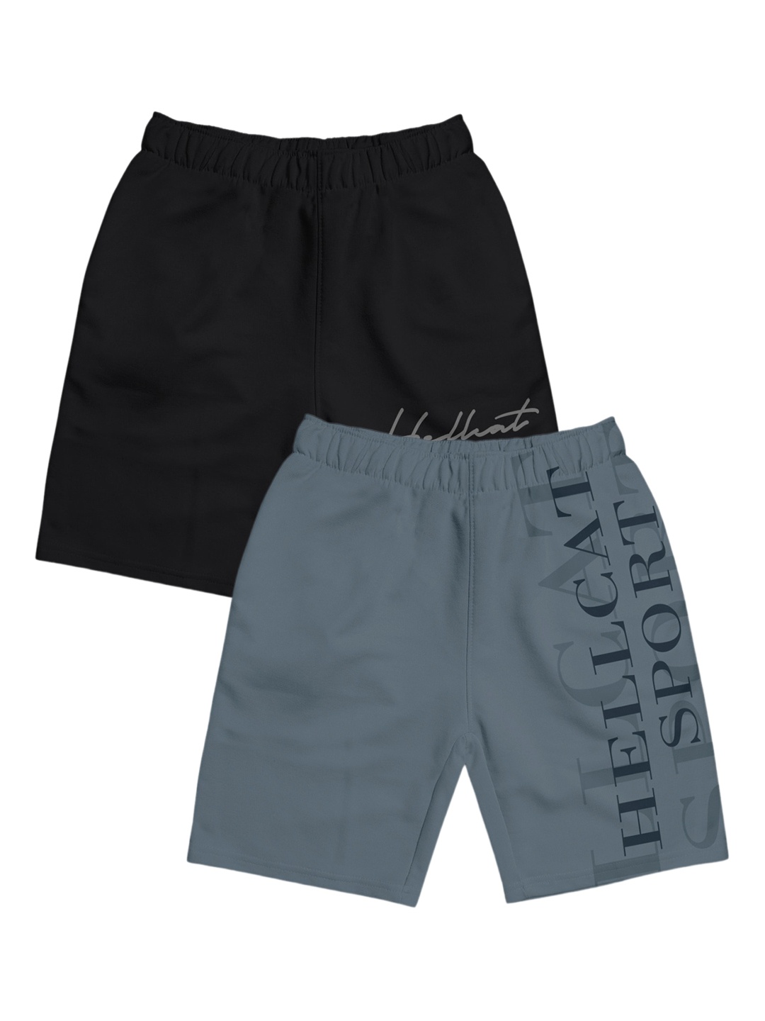 

HELLCAT Girls Pack Of 2 Typography Printed Sports Shorts, Black