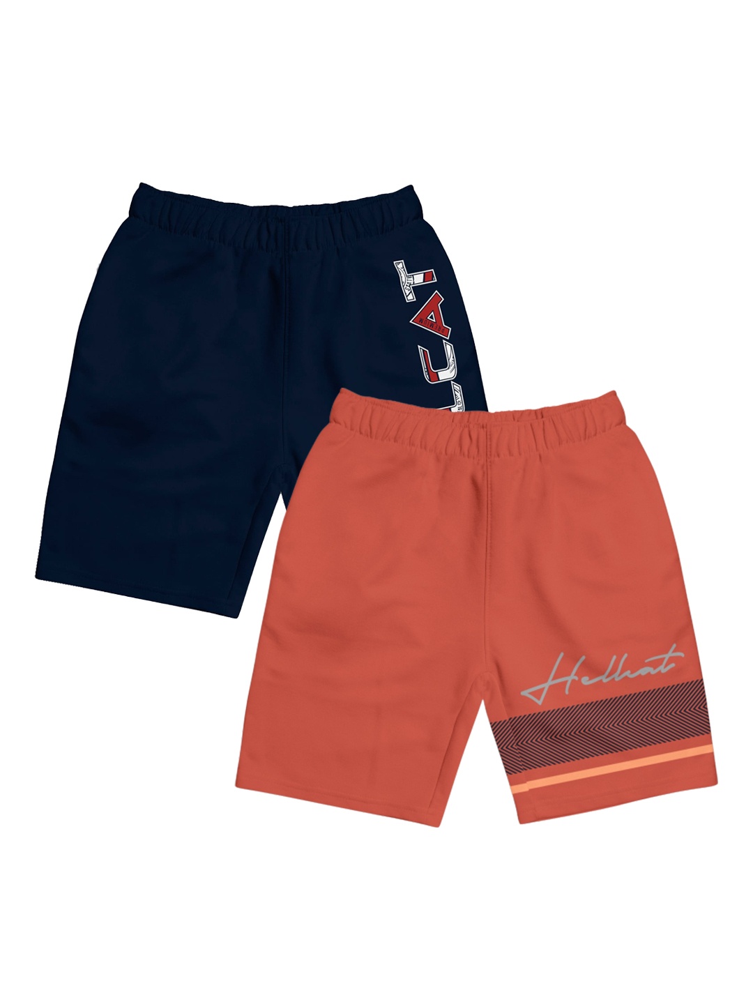 

HELLCAT Girls Pack Of 2 Mid-Rise Cotton Sports Shorts, Navy blue