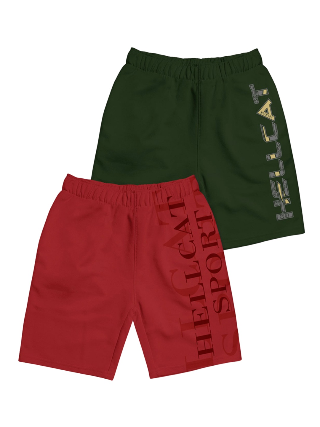 

HELLCAT Girls Pack Of 2 Typography Printed Cotton Shorts, Maroon