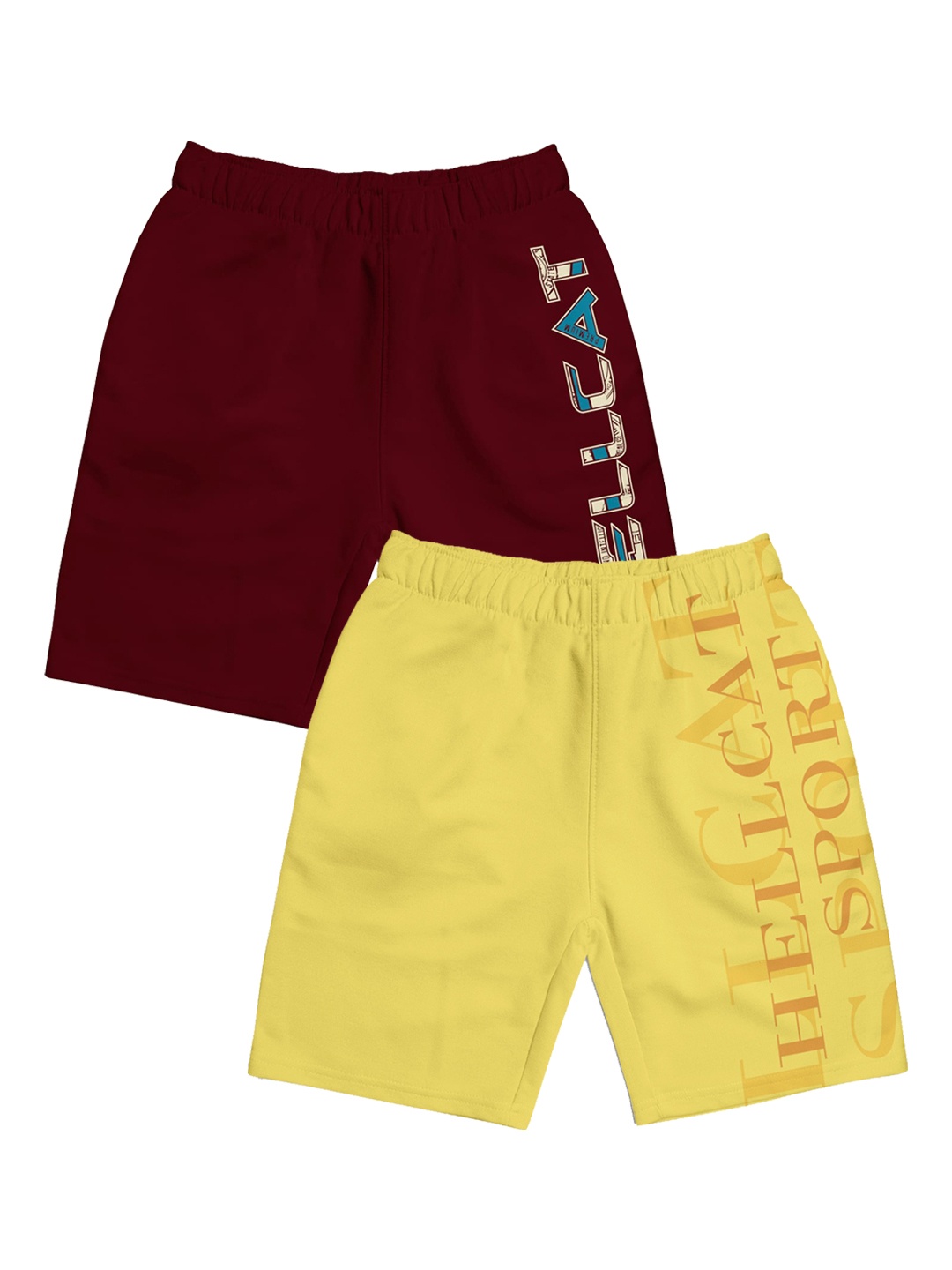 

HELLCAT Girls Pack Of 2 Mid-Rise Cotton Sports Shorts, Burgundy
