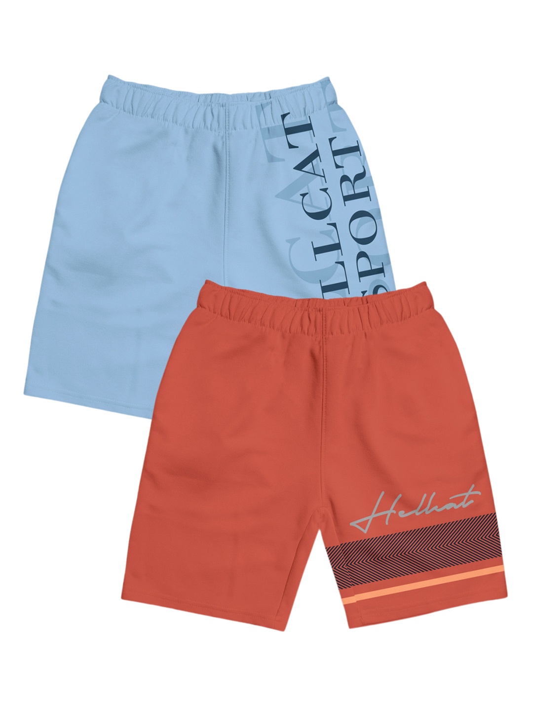 

HELLCAT Girls Pack Of 2 Mid-Rise Cotton Sports Shorts, Blue
