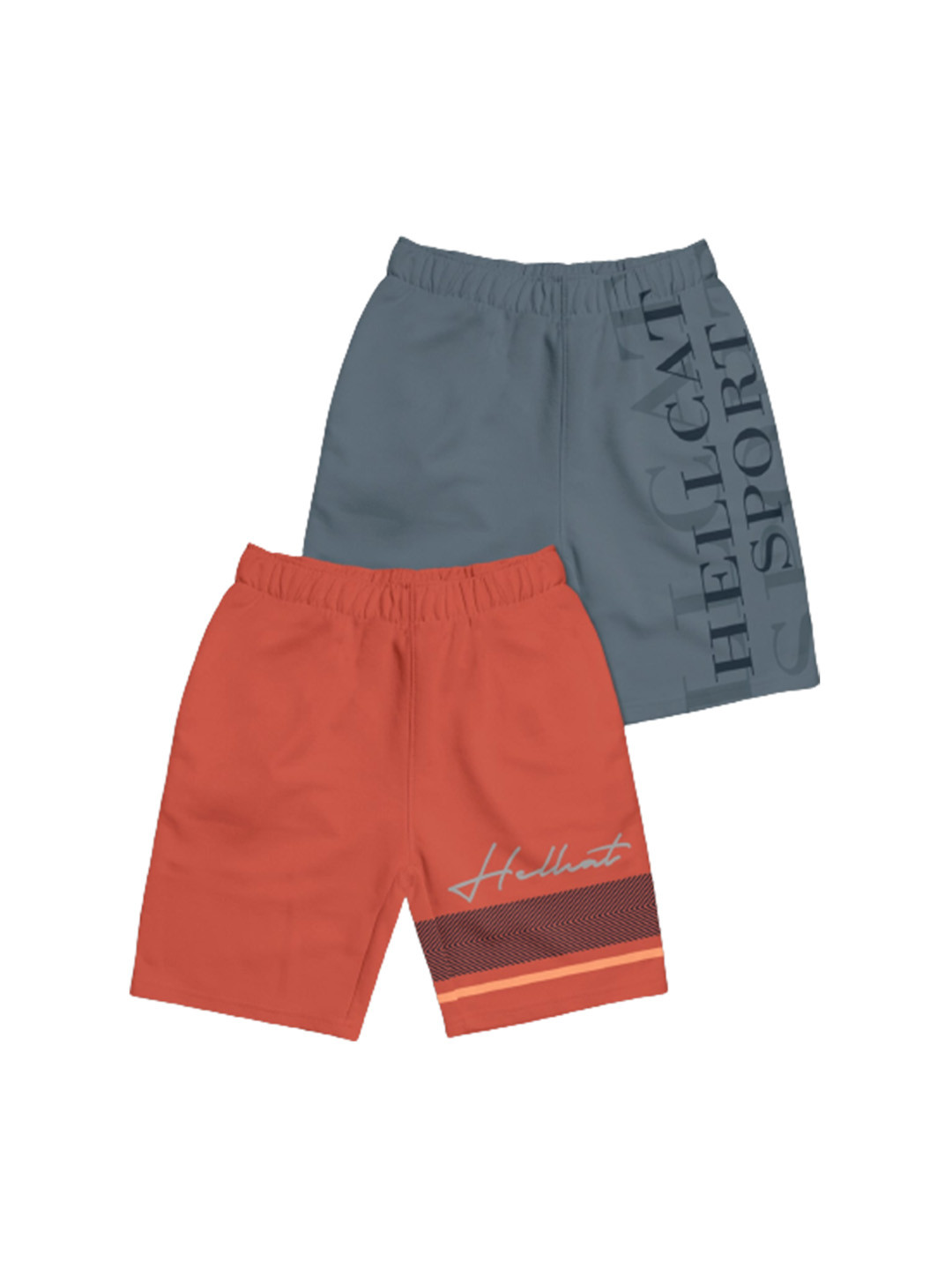 

HELLCAT Girls Pack Of 2 Typography Printed Cotton Shorts, Orange