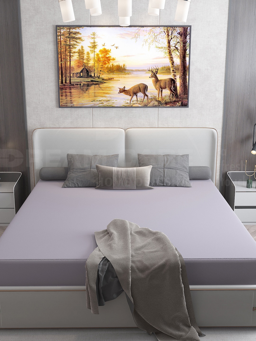 

DREAM CARE Cotts Wonder Grey Waterproof Double Queen Mattress Protector