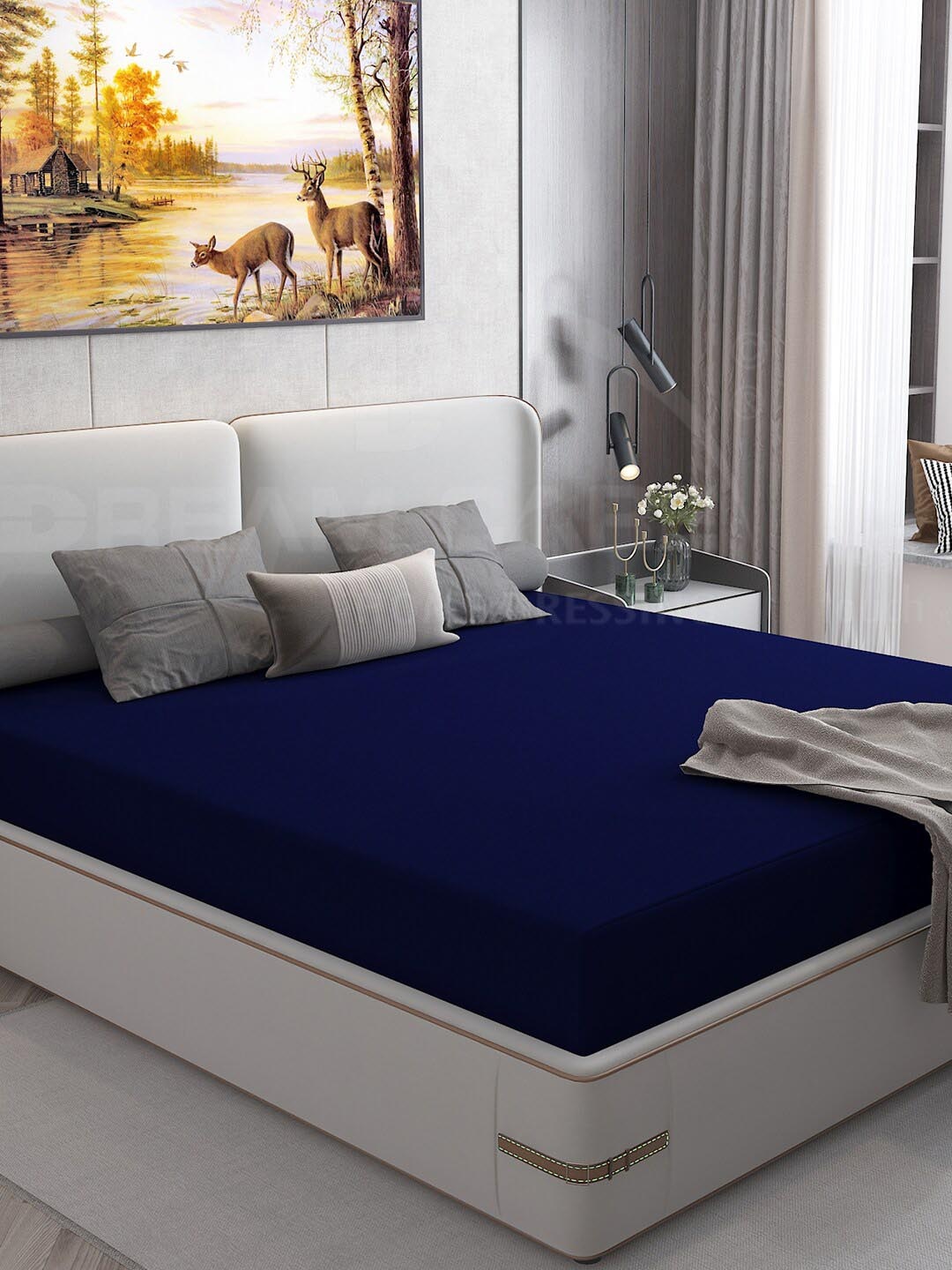 

DREAM CARE Cotts Wonder Navy Blue Waterproof Double King Mattress Protector