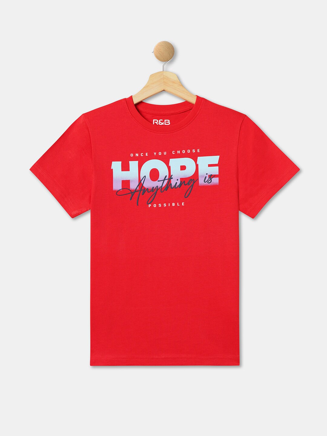 

R&B Boys Typography Printed T-shirt, Red