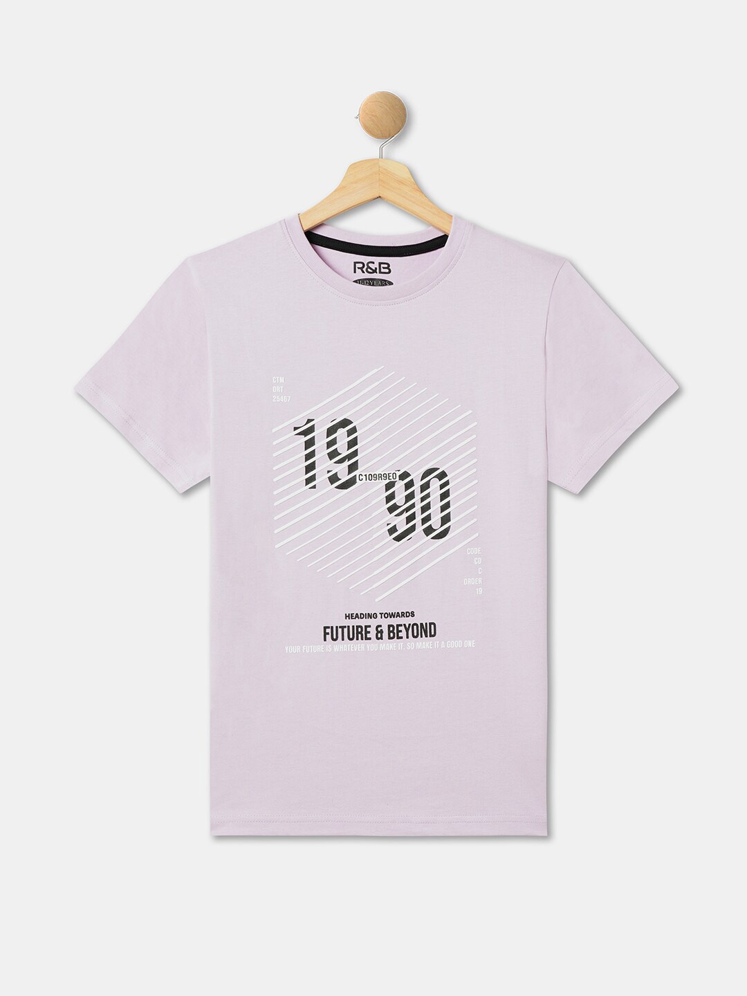 

R&B Boys Varsity Printed Cotton T-Shirt, Purple