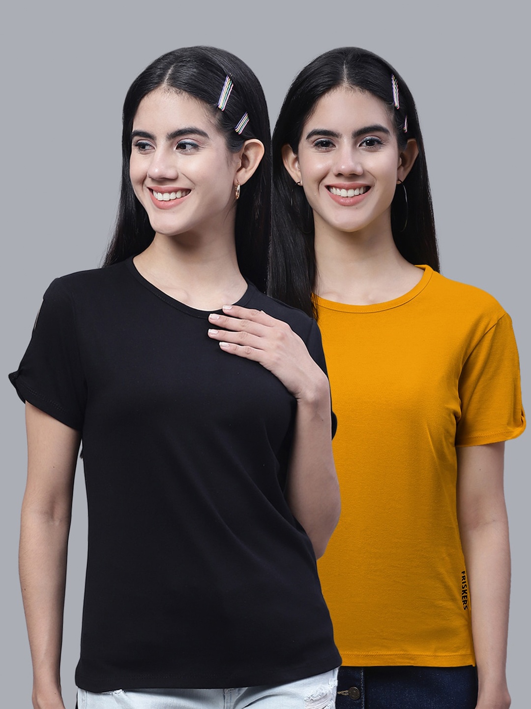 

FBAR Pack Of 2 High Low Hem Pure Cotton T-shirts, Black