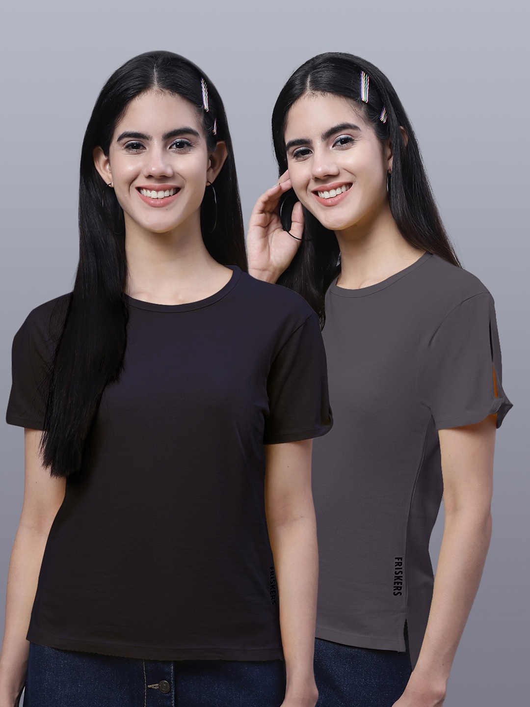 

FBAR Pack Of 2 High Low Hem Pure Cotton T-shirts, Black