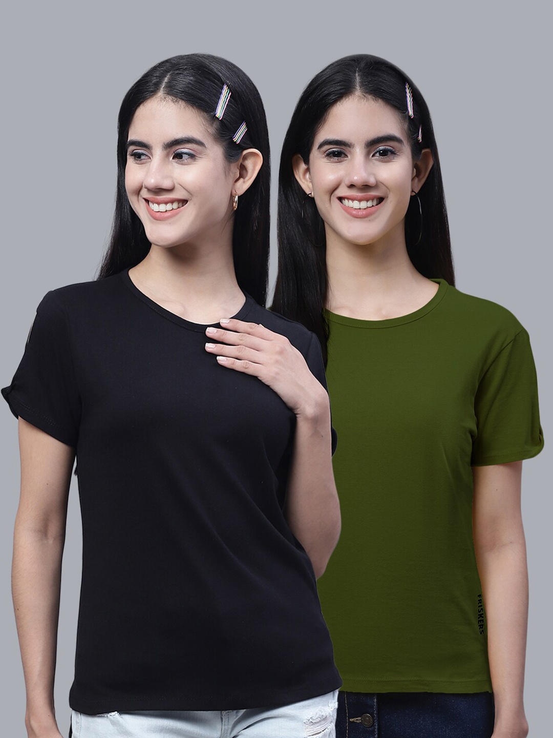 

FBAR Pack Of 2 High Low Hem Pure Cotton T-shirts, Black