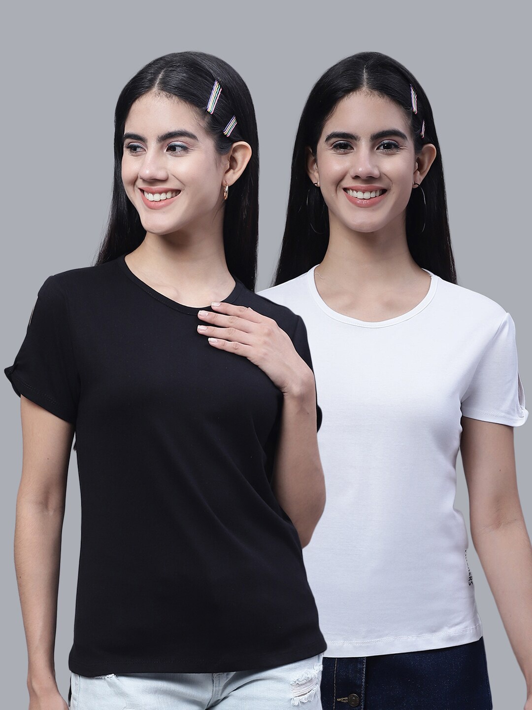 

FBAR Pack of 2 Pure Cotton T-shirt, Black