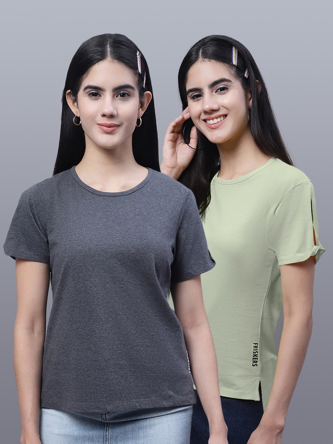 

FBAR Pack of 2 Pure Cotton T-shirt, Grey