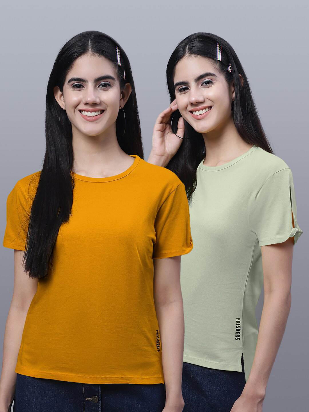 

FBAR Pack Of 2 Pure Cotton T-shirt, Mustard